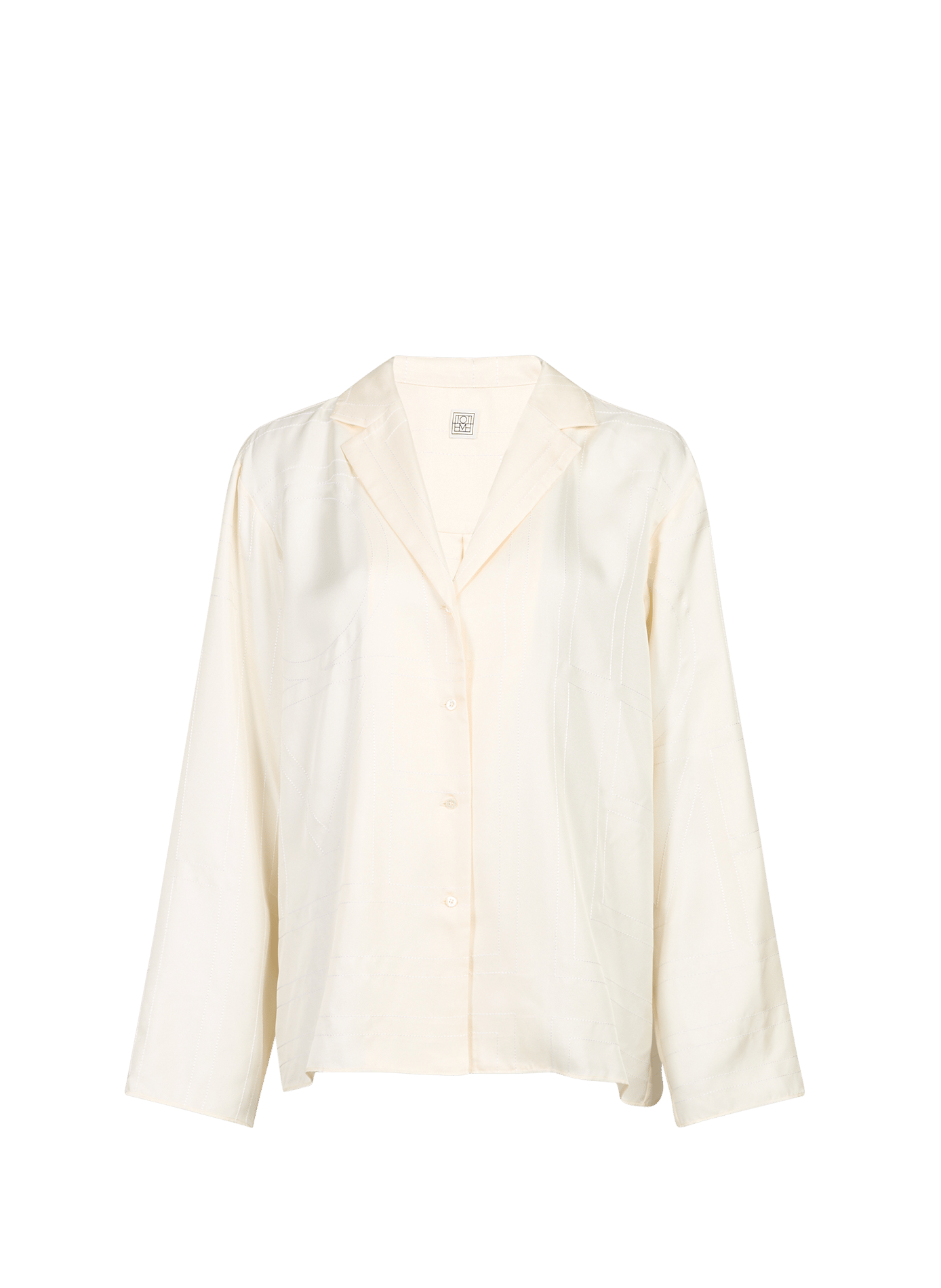 Chemise à lettrage brodé en soie TOTEME Beige