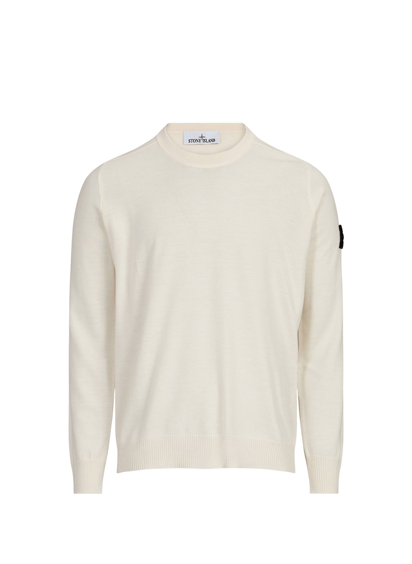 Pull droit à badge sur poche en laine STONE ISLAND Beige