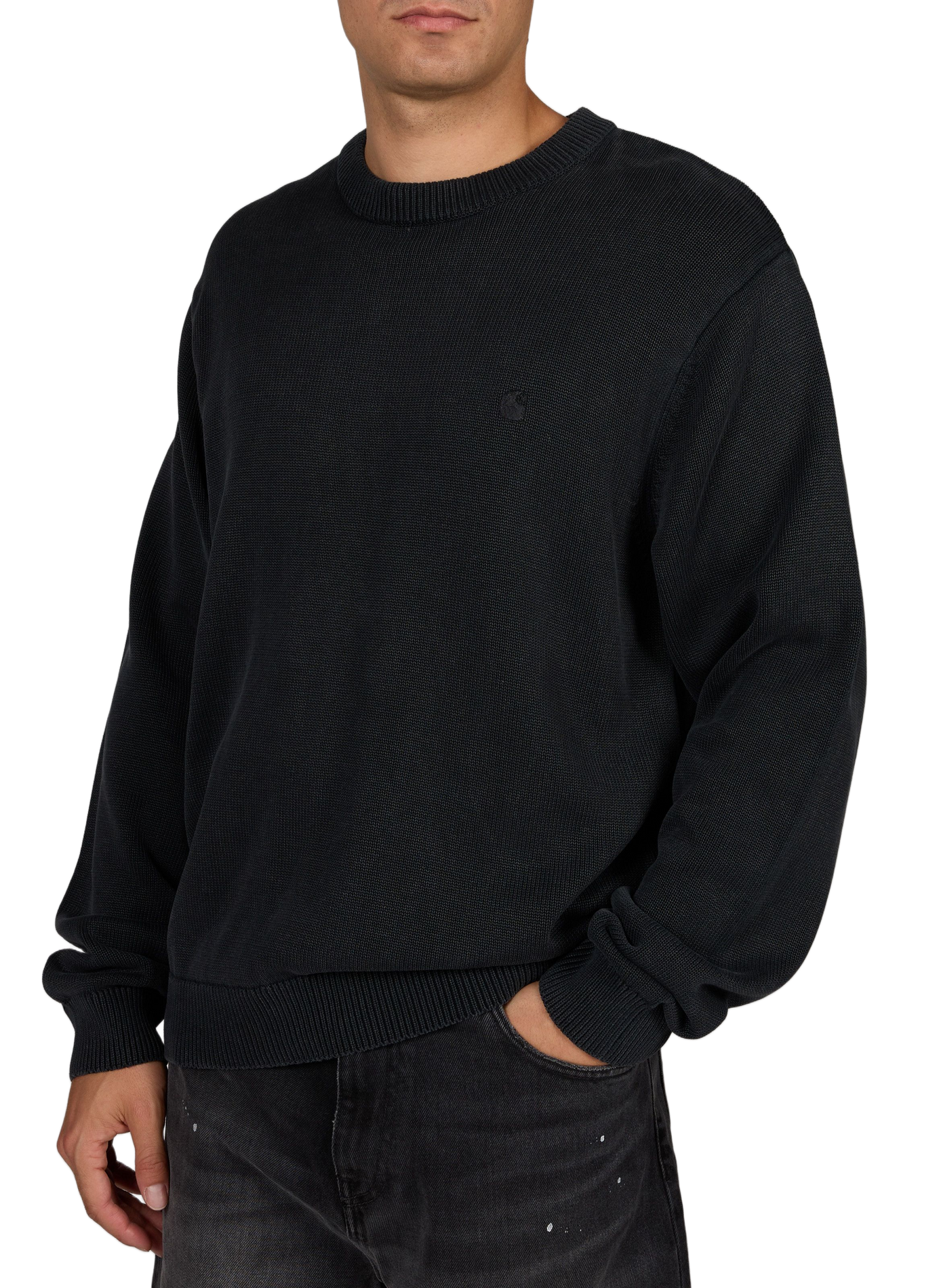 Pull droit à logo en maille de coton CARHARTT WIP Noir