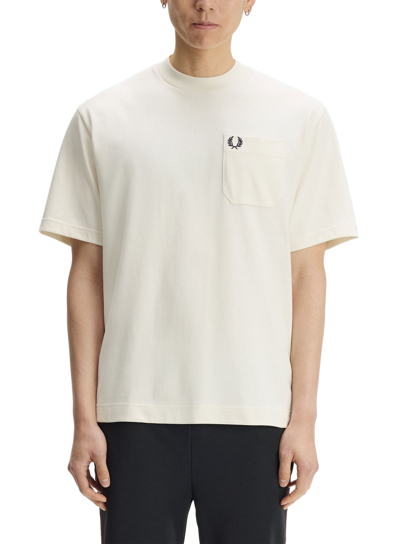 Tee-shirt col rond en coton FRED PERRY Beige