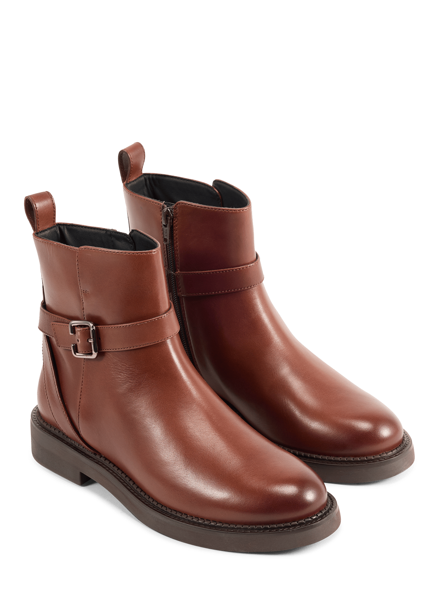 Serilda leather buckle ankle boots GEOX Brown