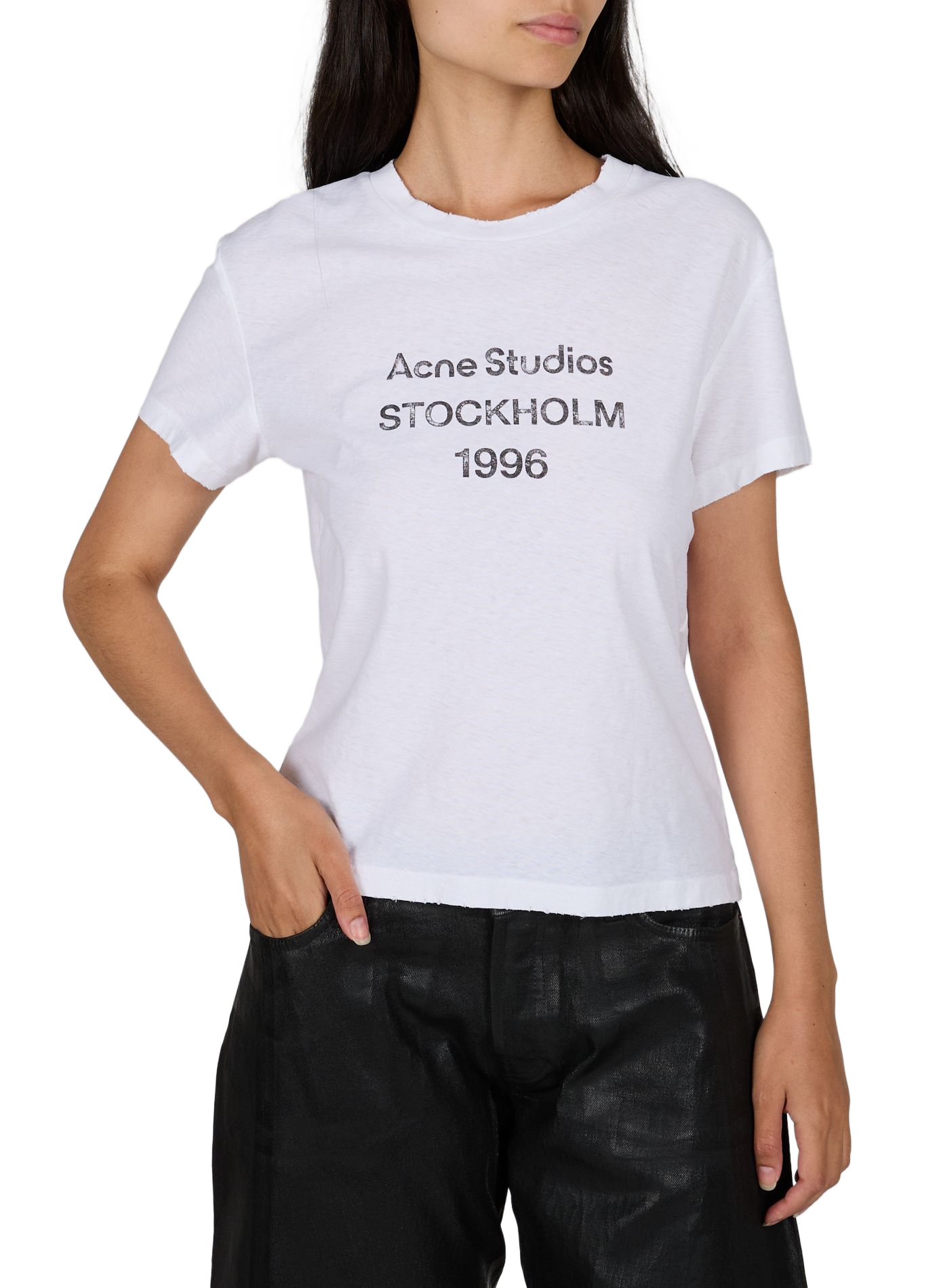 Gerader T-Shirt aus Baumwollmischung ACNE STUDIOS Weiss
