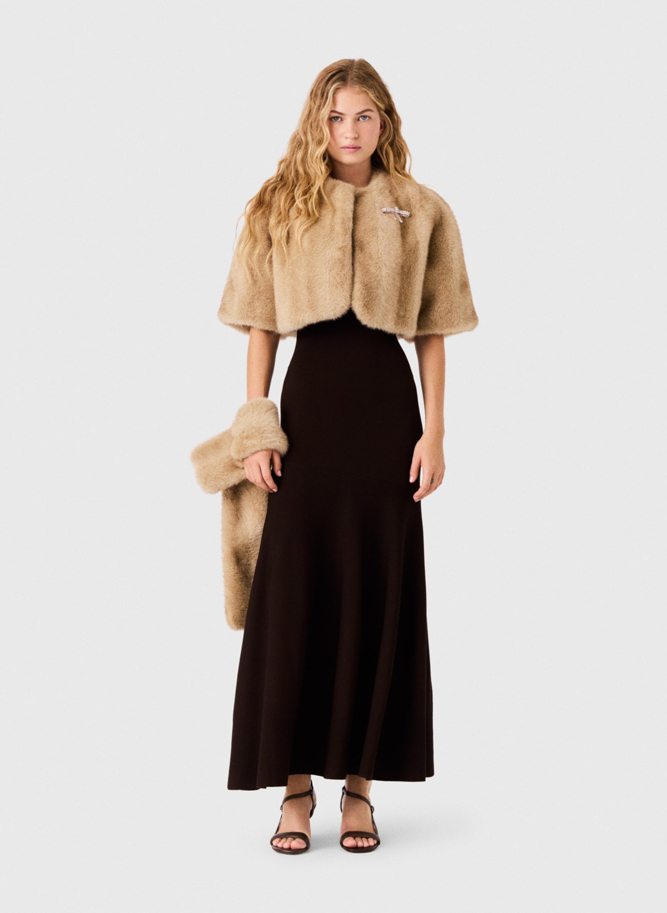 Veste courte ample effet fourrure MAJE Beige