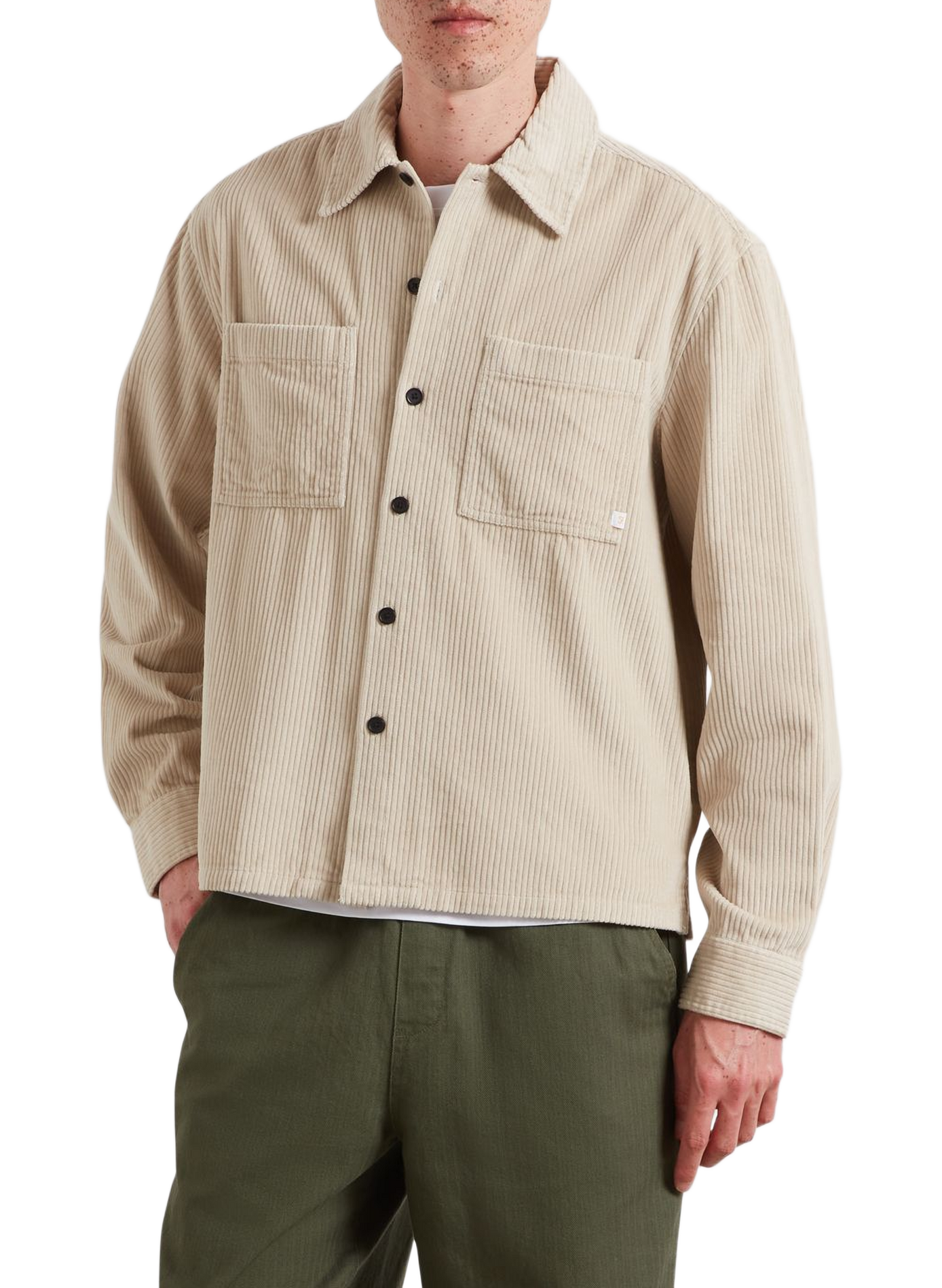 Surchemise en effet velours en coton FARAH Beige