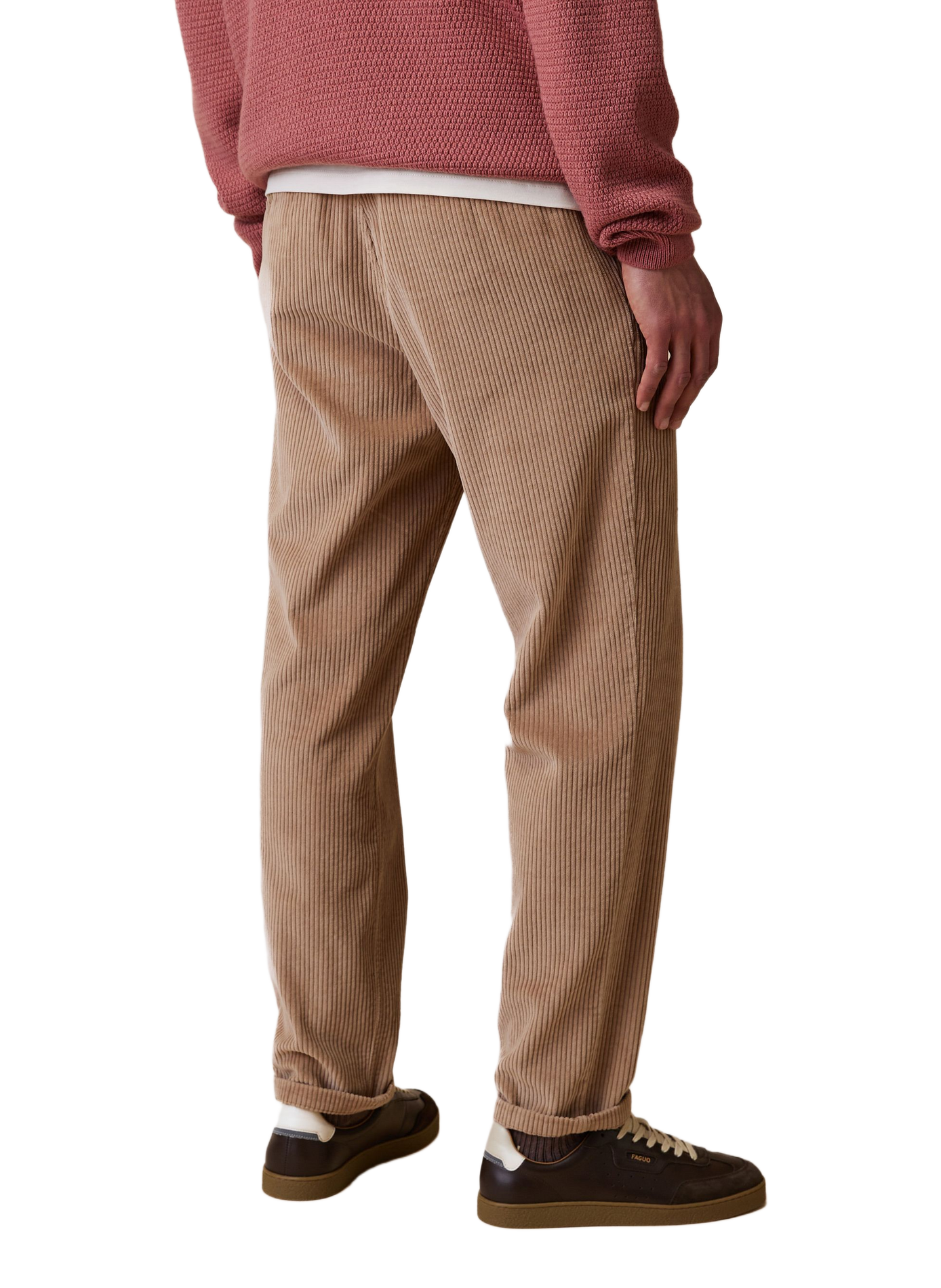 Pantalon droit en velours côtelé FAGUO Beige