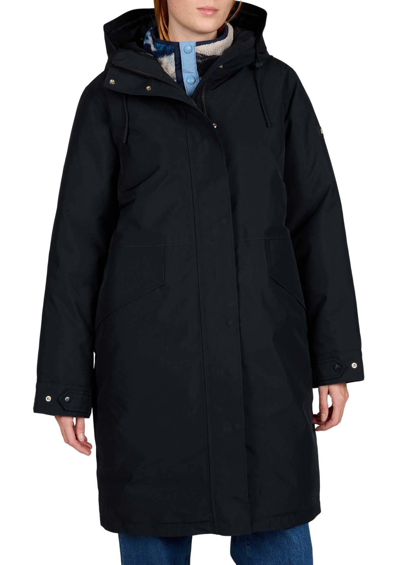 Parka droite col montant à capuche AIGLE Noir