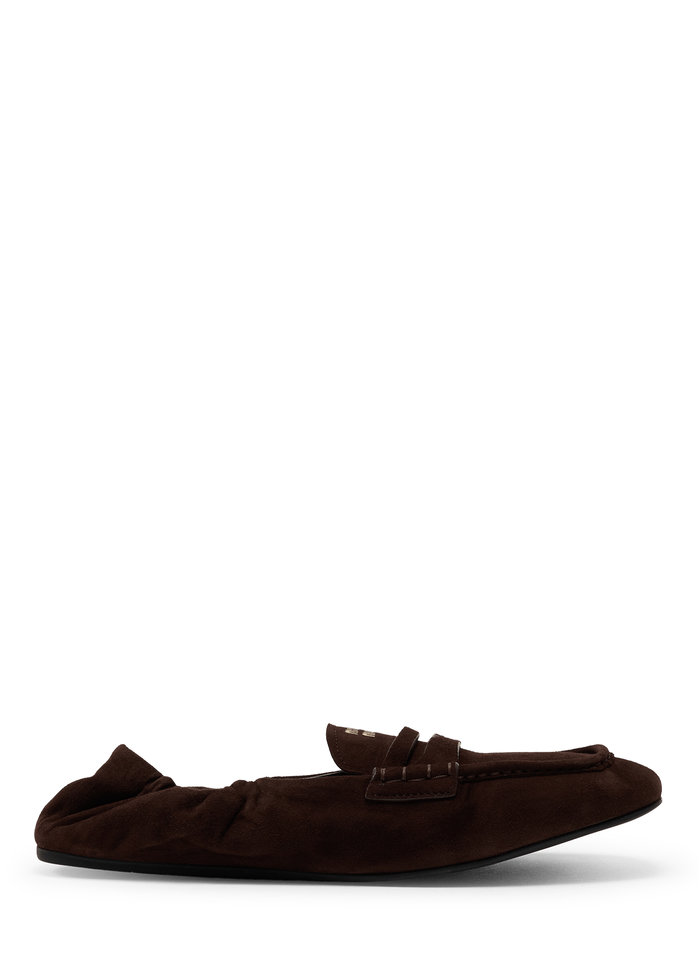 Mocassins en cuir d'agneau suédé froncé MIU MIU Marron