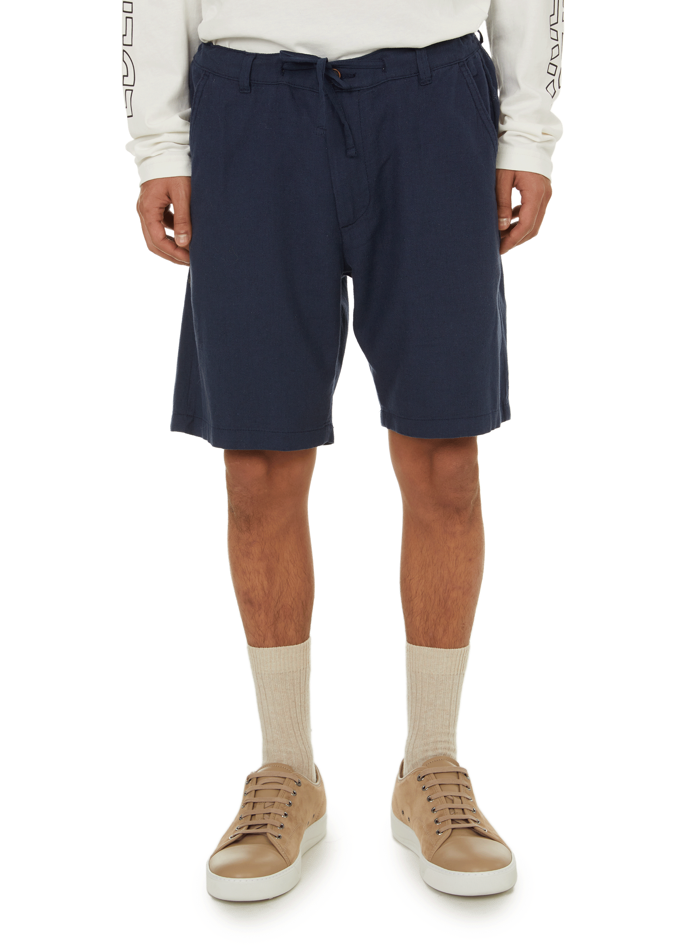 Cotton and linen shorts  SELECTED Black