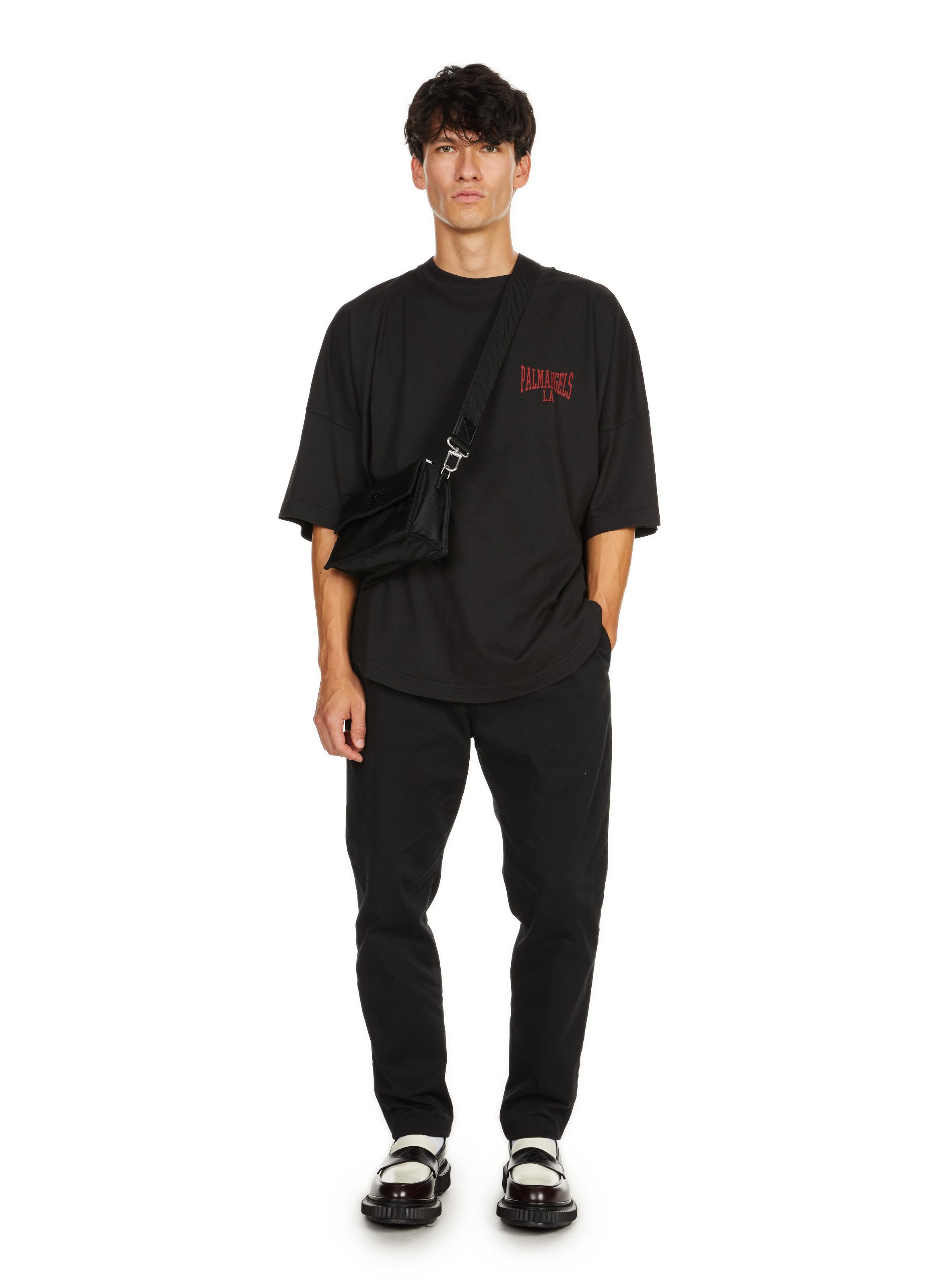 Biker-style cotton t-shirt PALM ANGELS Black