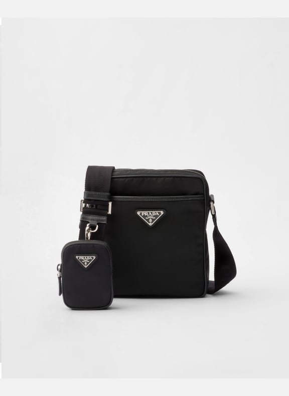 Sac porté épaule en re-nylon et saffiano Noir by PRADA PRADA Sac porté épaule en re-nylon et saffiano Noir