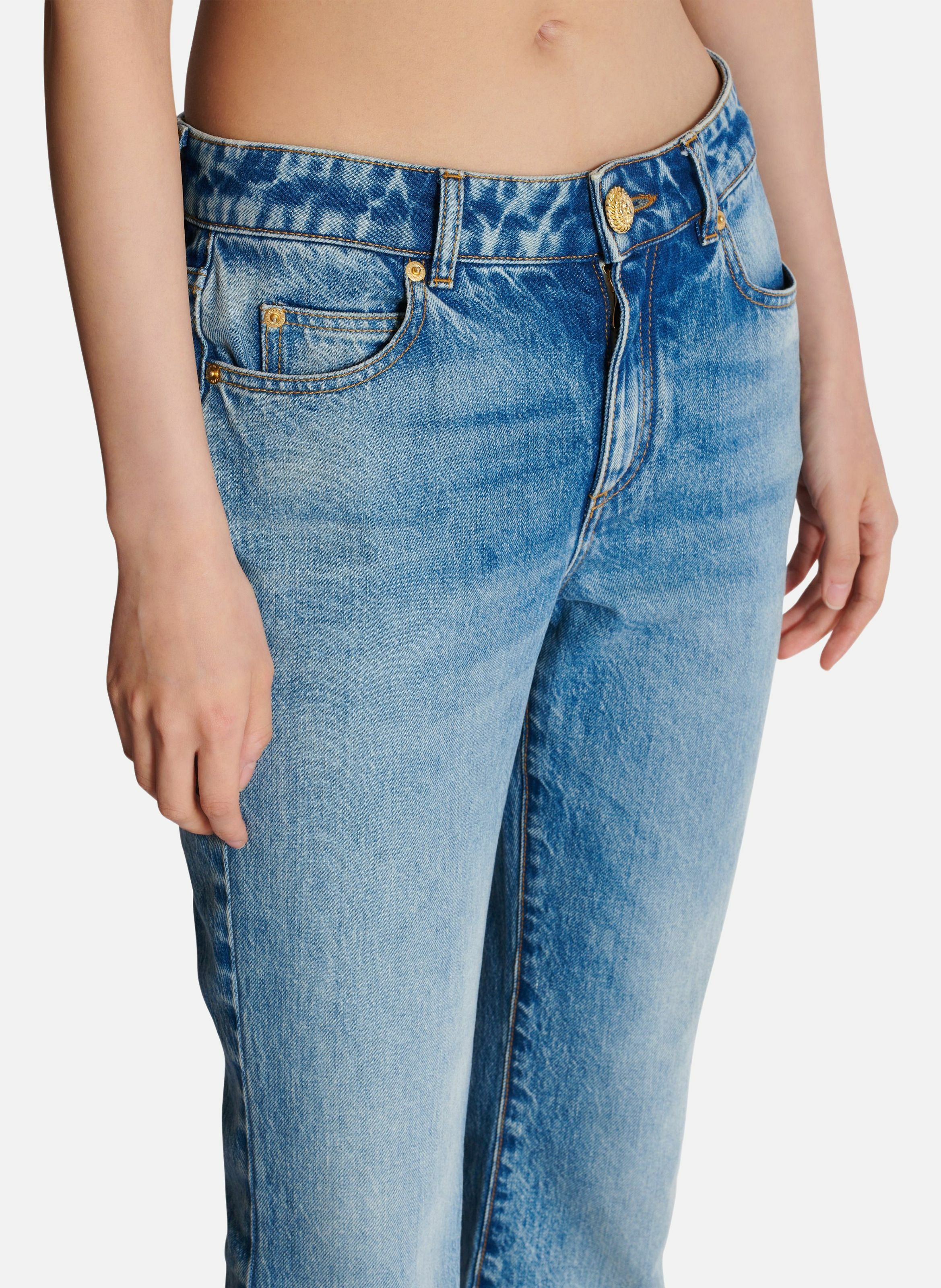 Jean flare en denim BALMAIN Bleu
