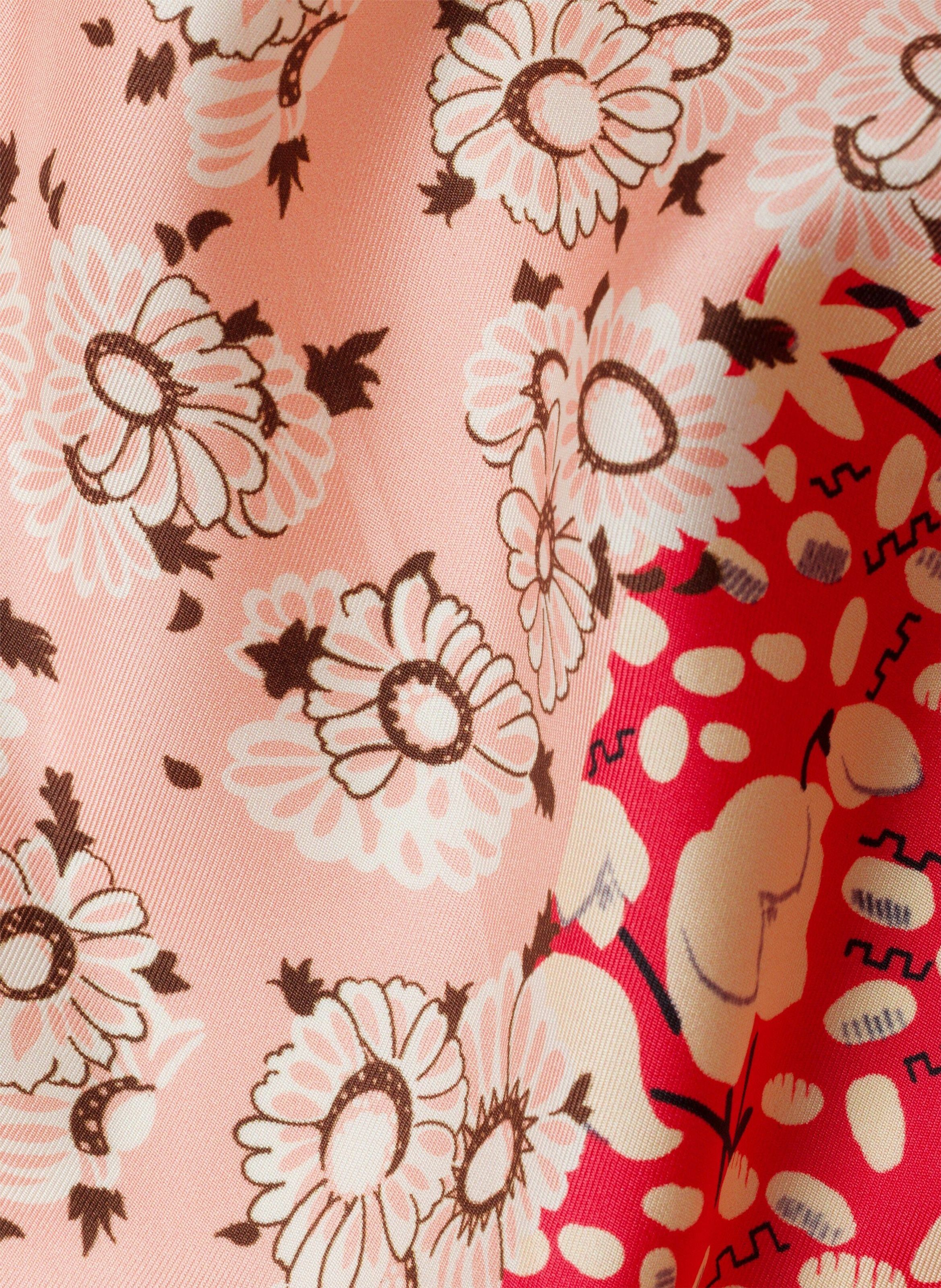 Foulard en sergé de soie imprimé 90 x 90 PRADA Rose