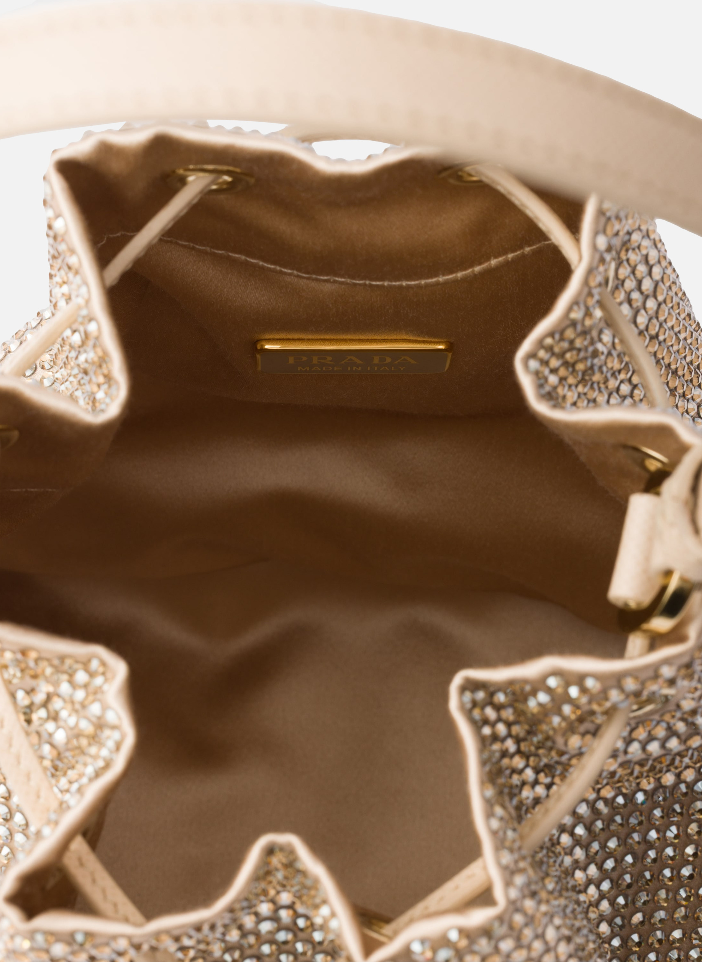 Mini sac en satin à cristaux PRADA Beige