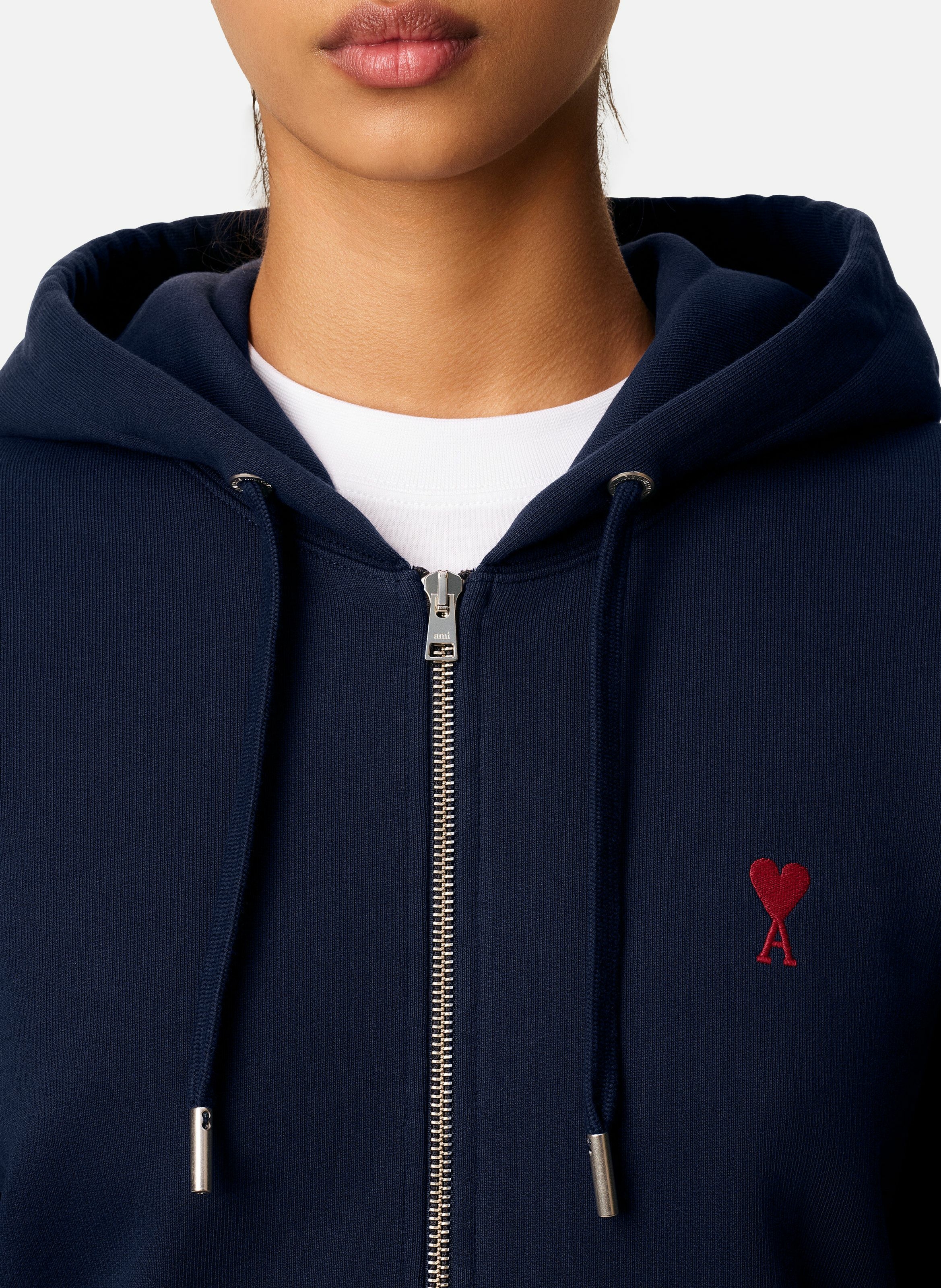 Hoodie zippé ami de coeur rouge unisexe AMI PARIS Bleu