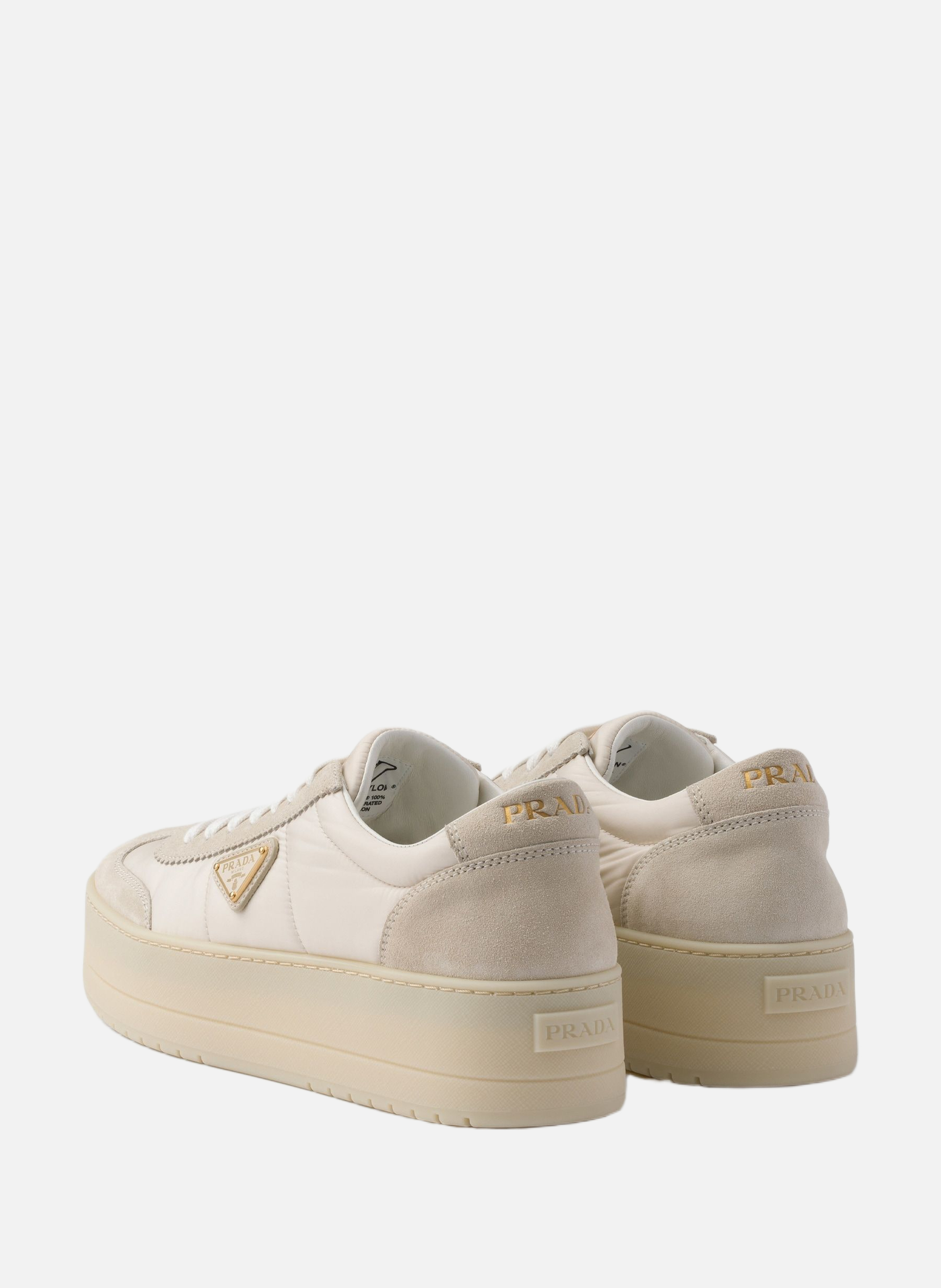 Sneakers downtown bold en nylon et veau velours PRADA Beige