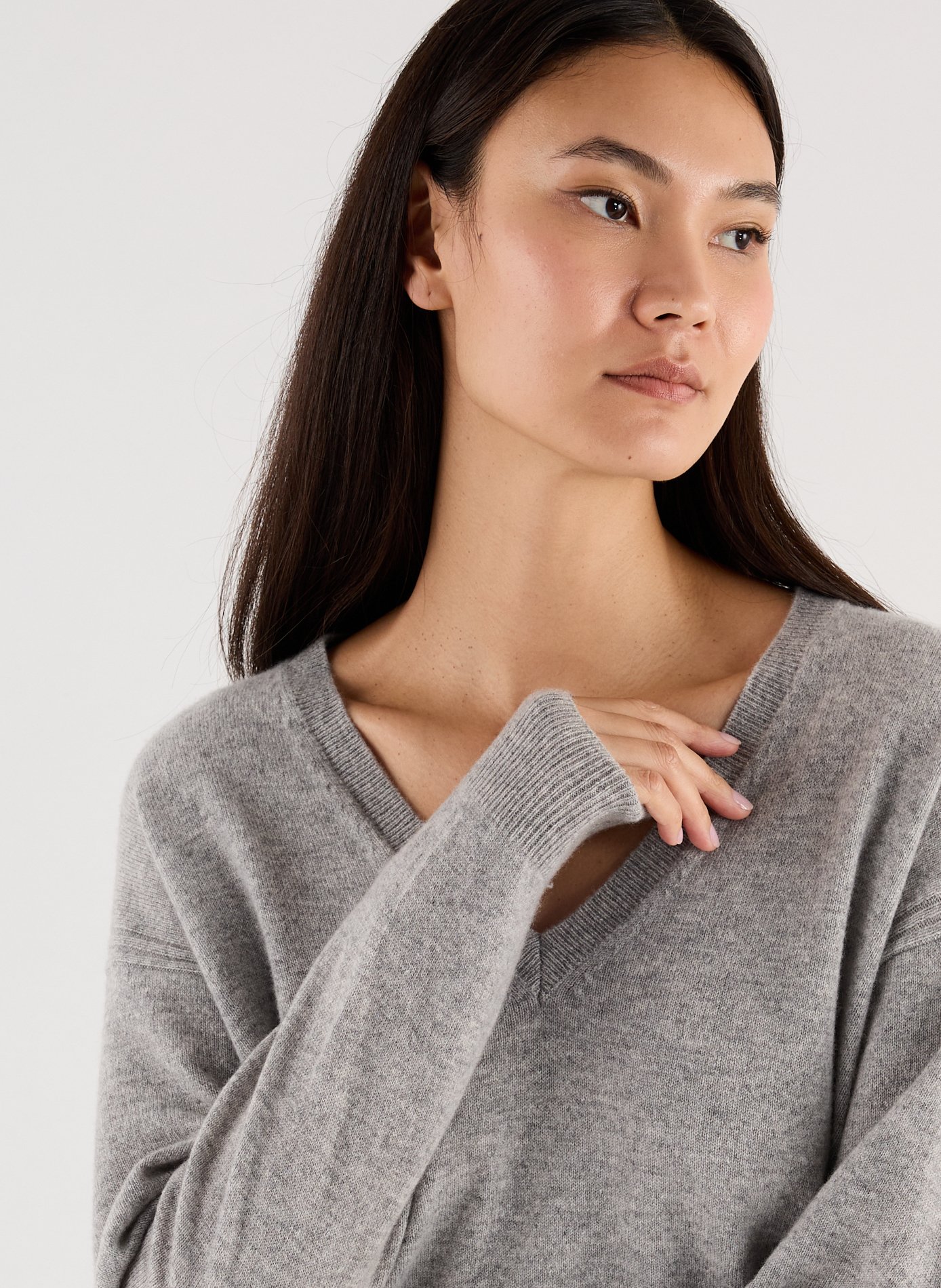 Pull Sevene col rond droit en cachemire SAISON 1865 Gris