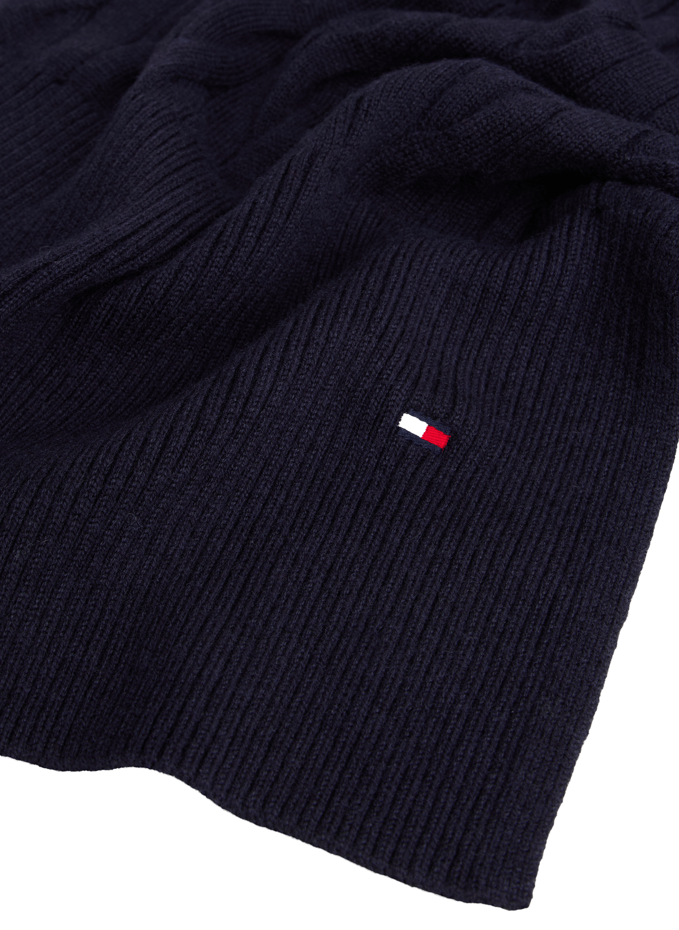 Twisted cable knit wool blend scarf TOMMY HILFIGER Blue