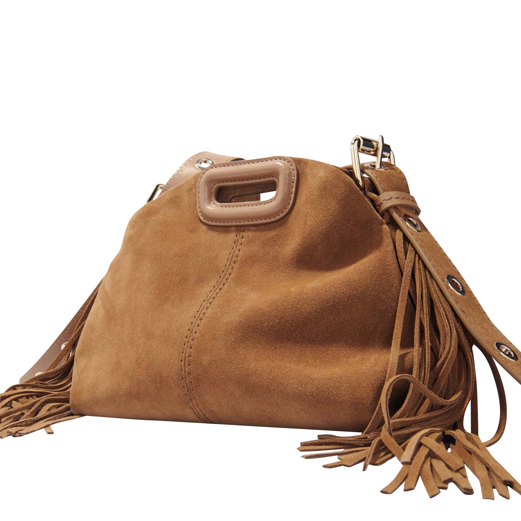 Sac bandoulière en cuir velours miss m mini MAJE Marron