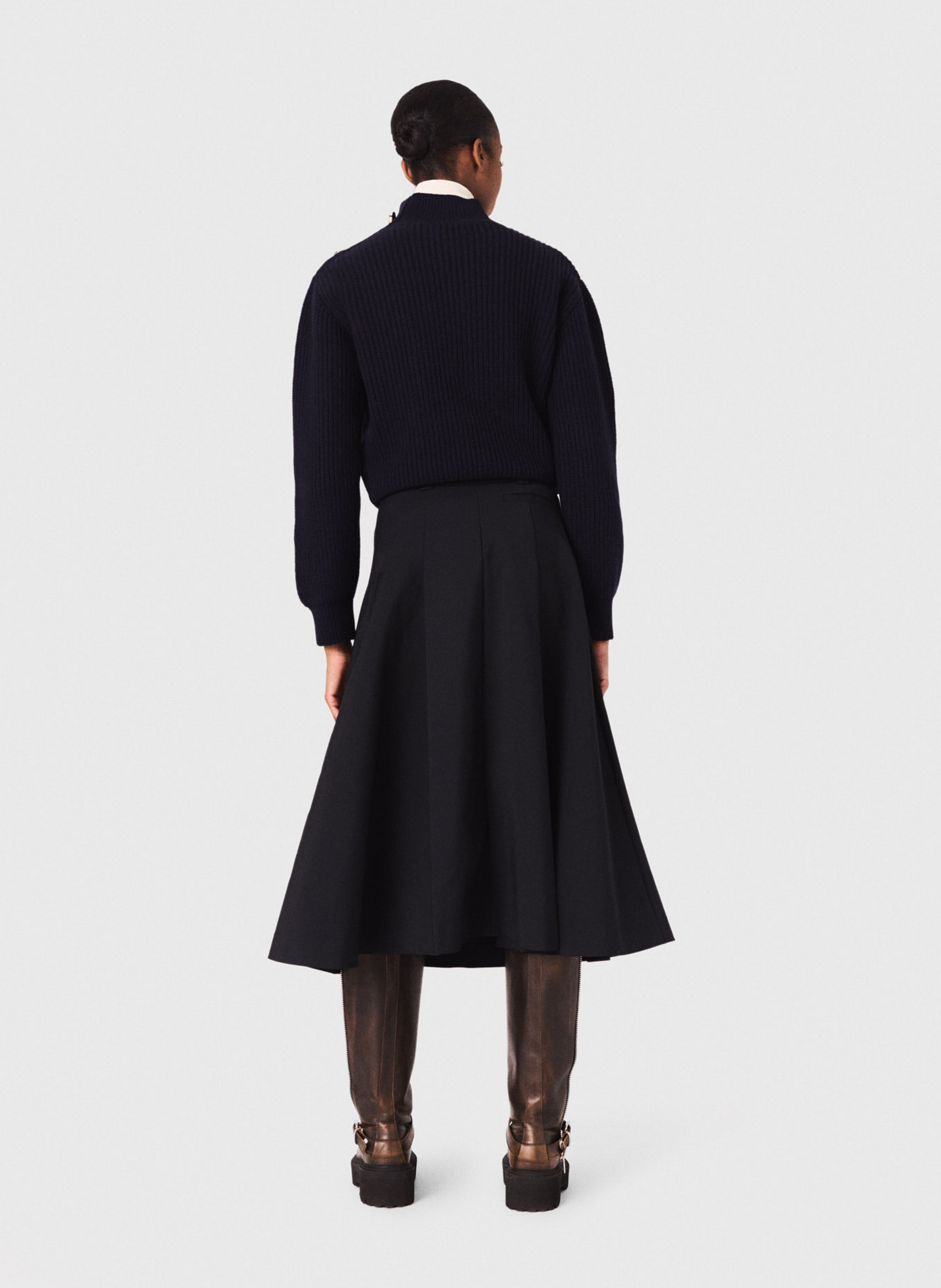 Pull col montant en laine MAJE Bleu