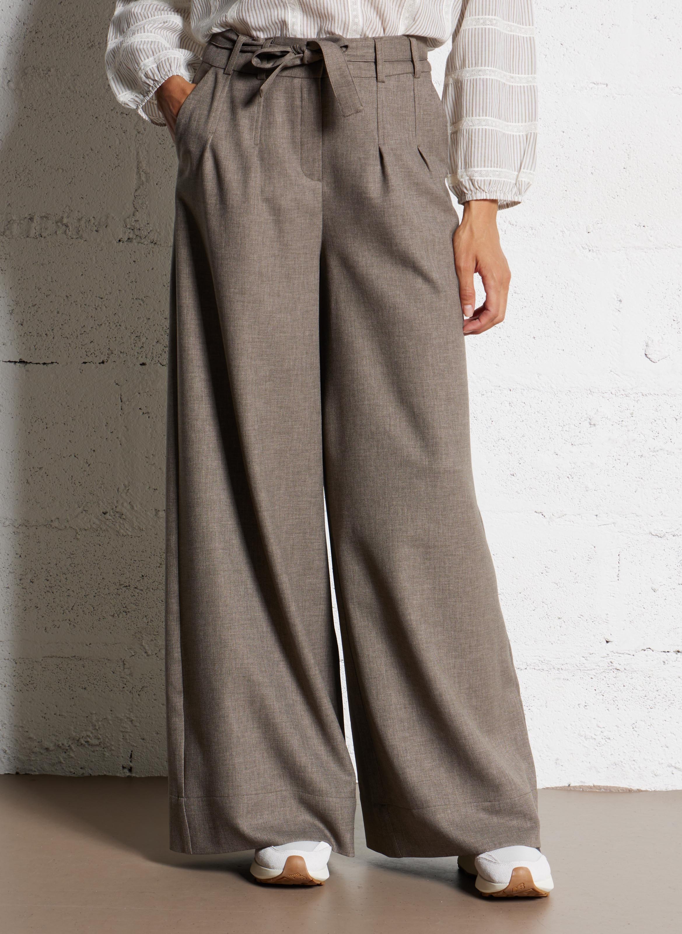 Pantalon large daisy  Taupe clair
