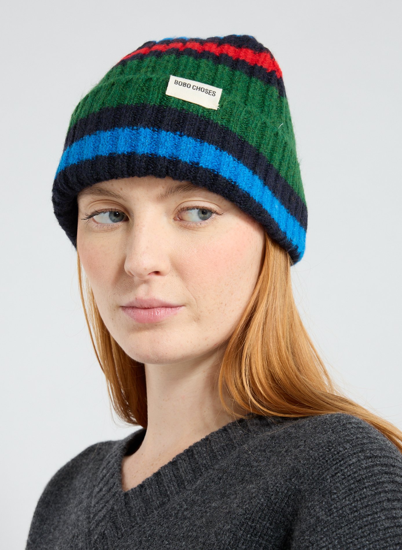 Bonnet rayé en coton mélangé BOBO CHOSES Multicolore