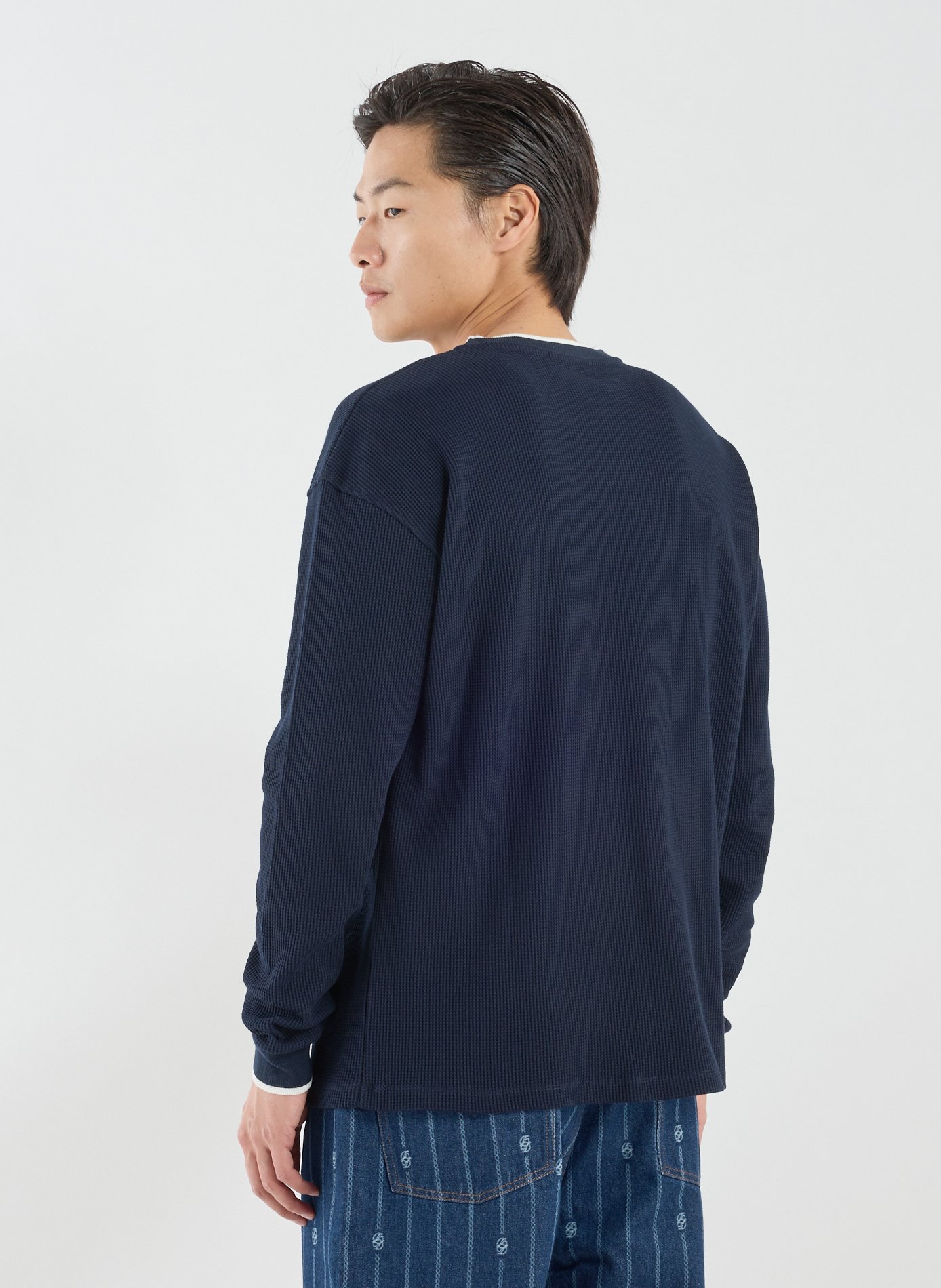 Pull gaufré en coton mélangé DROLE DE MONSIEUR Bleu