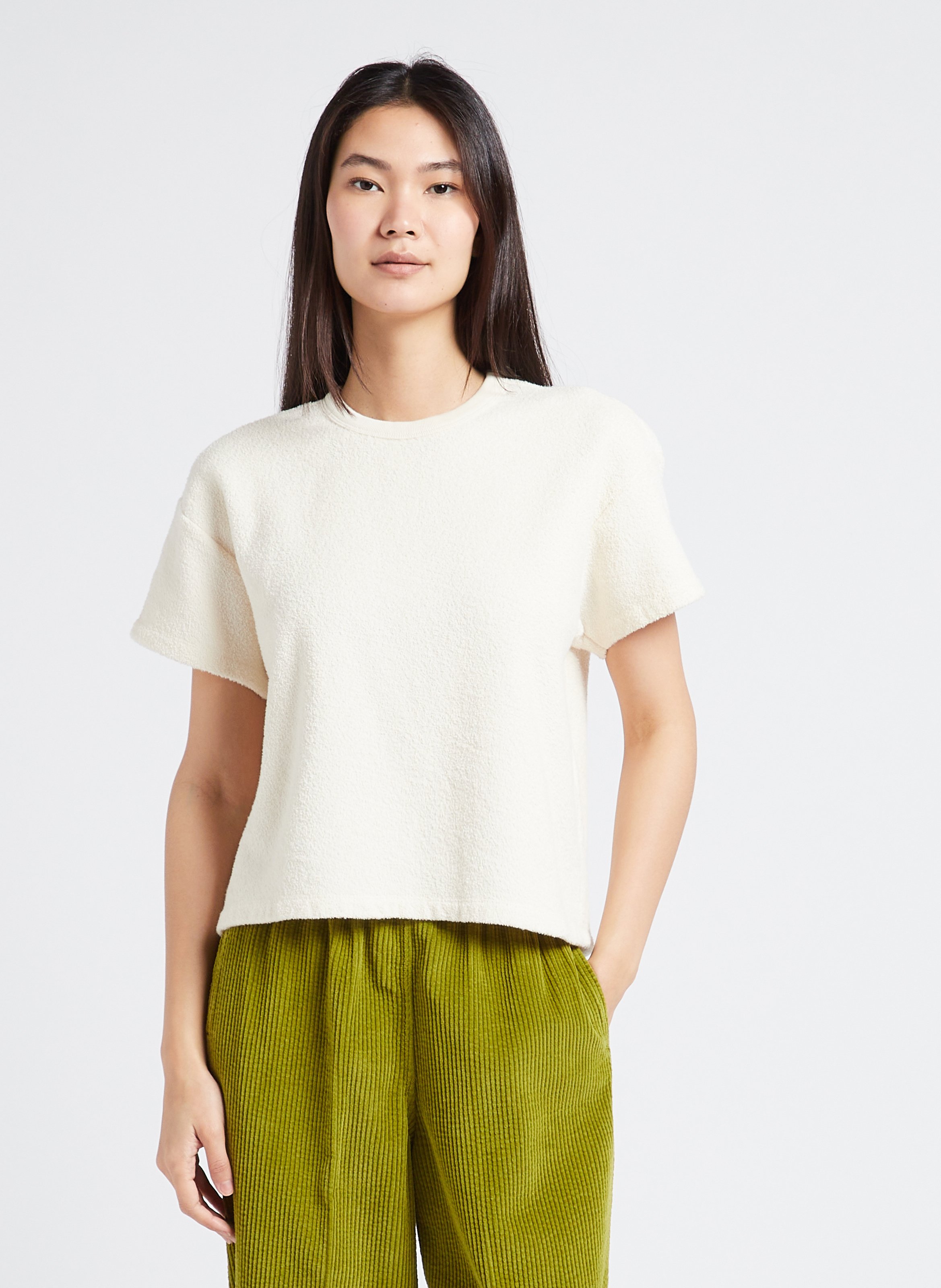 Tee-shirt ample col rond en coton bio bobypark AMERICAN VINTAGE Beige