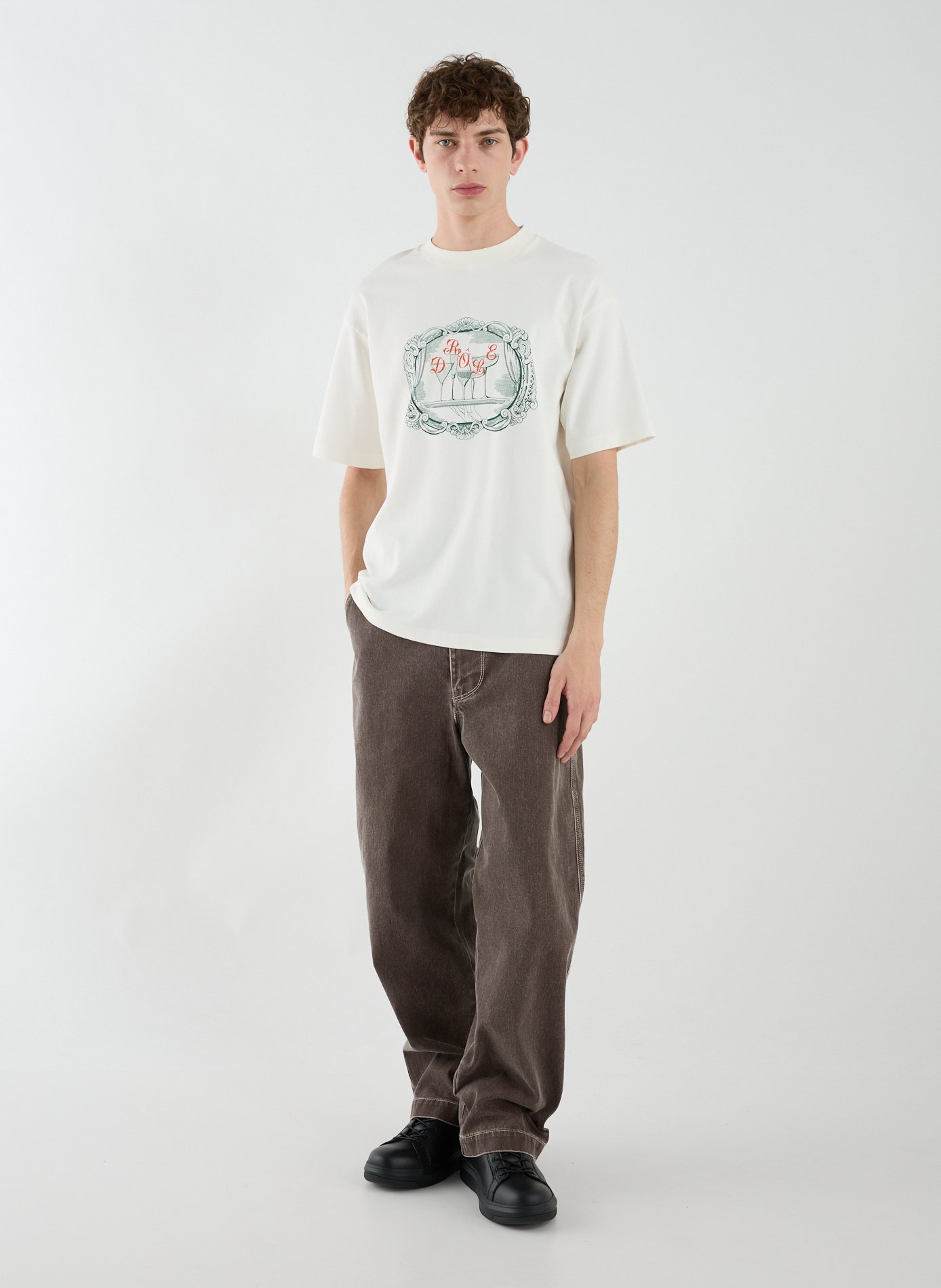 T-Shirt ample sérigraphié en coton DROLE DE MONSIEUR Beige