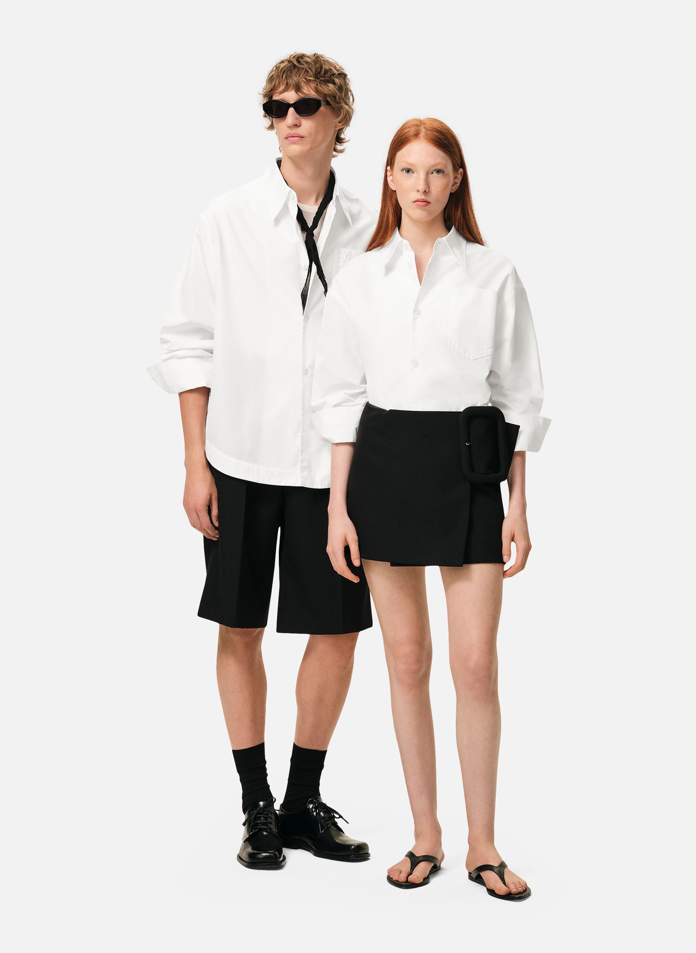 Chemise large col en pointe ami de coeur unisexe en coton AMI PARIS Blanc