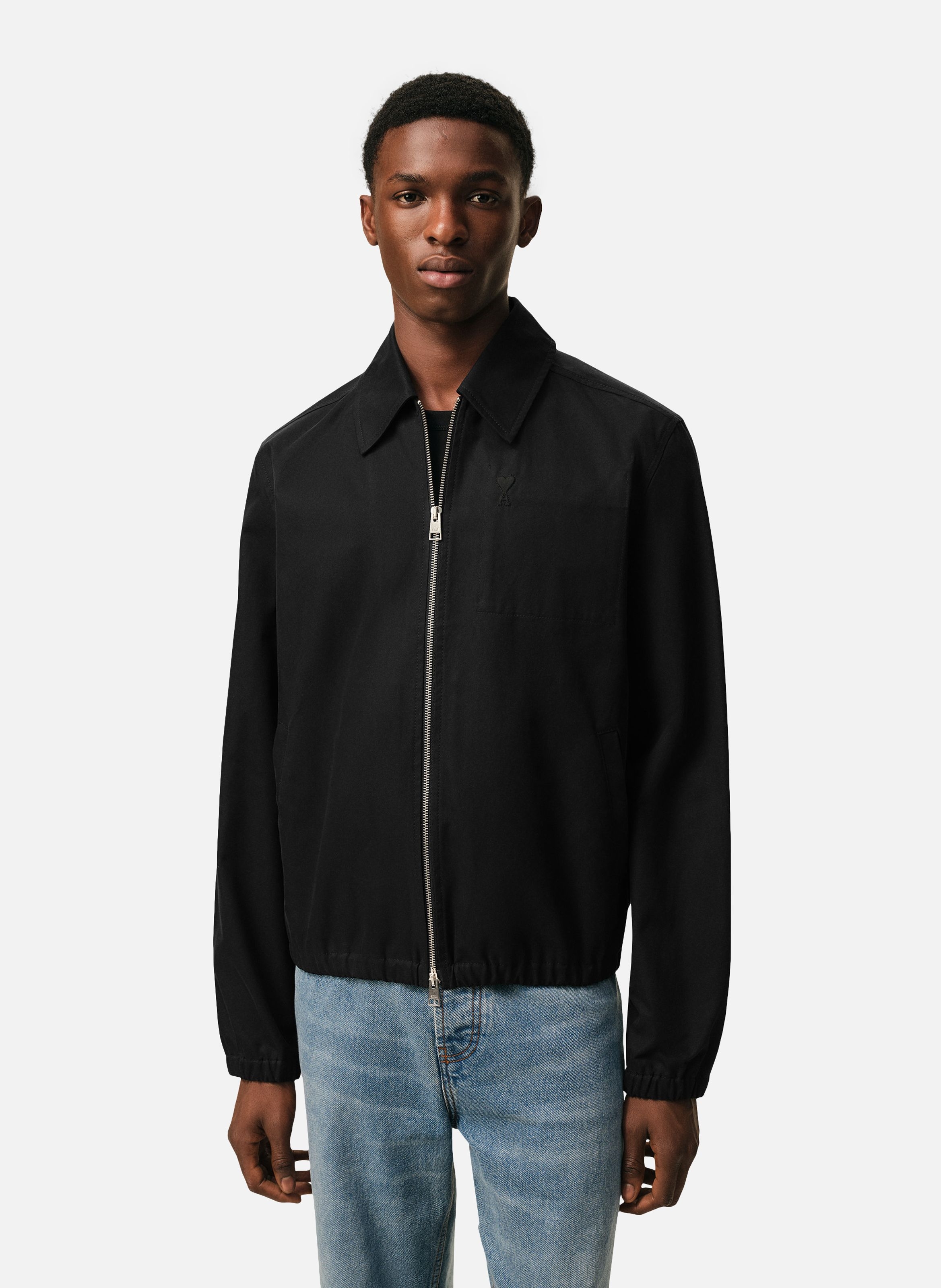 Blouson zippé ami de coeur en coton  Noir