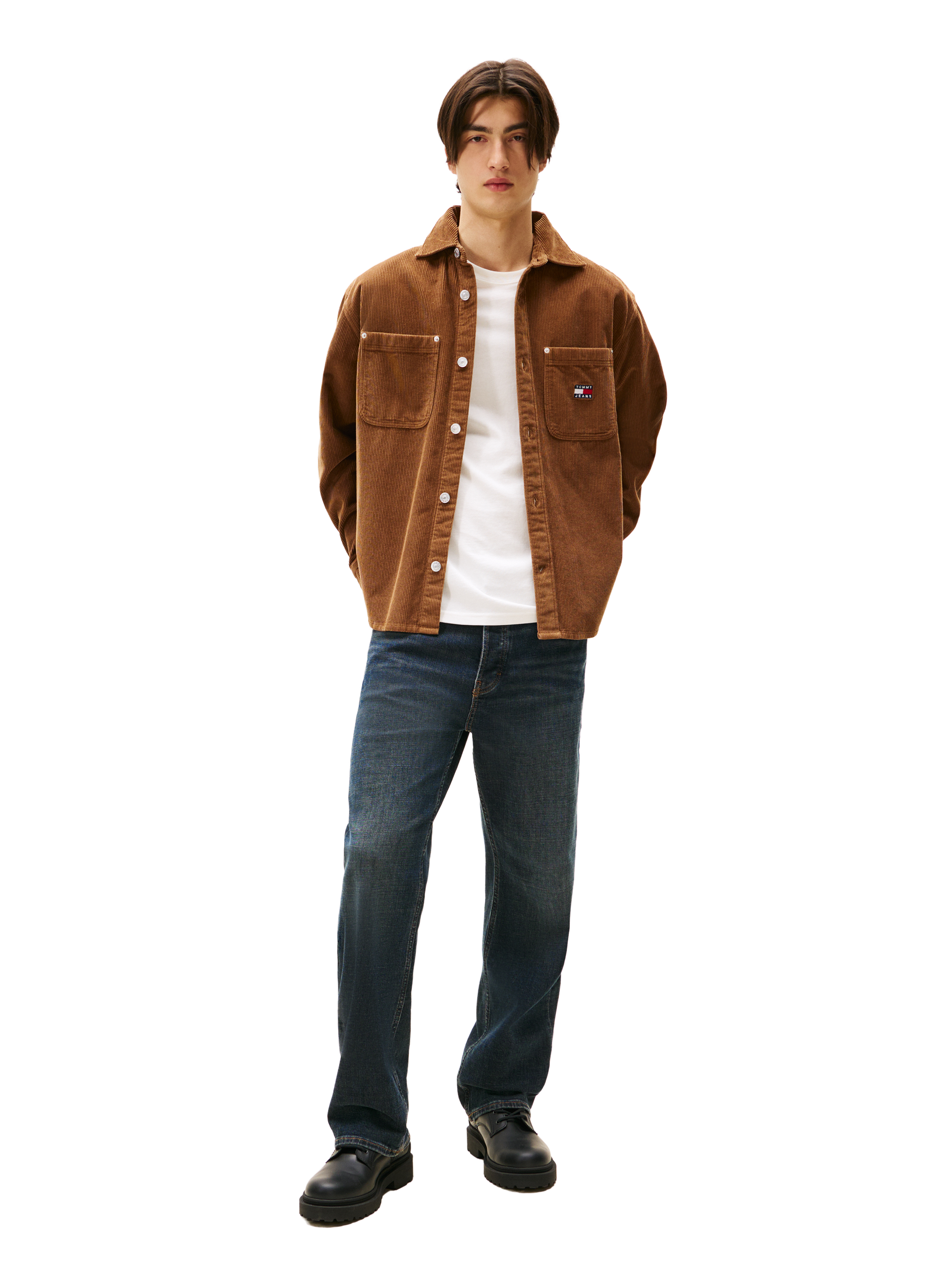 Cotton corduroy shirt TOMMY HILFIGER Brown