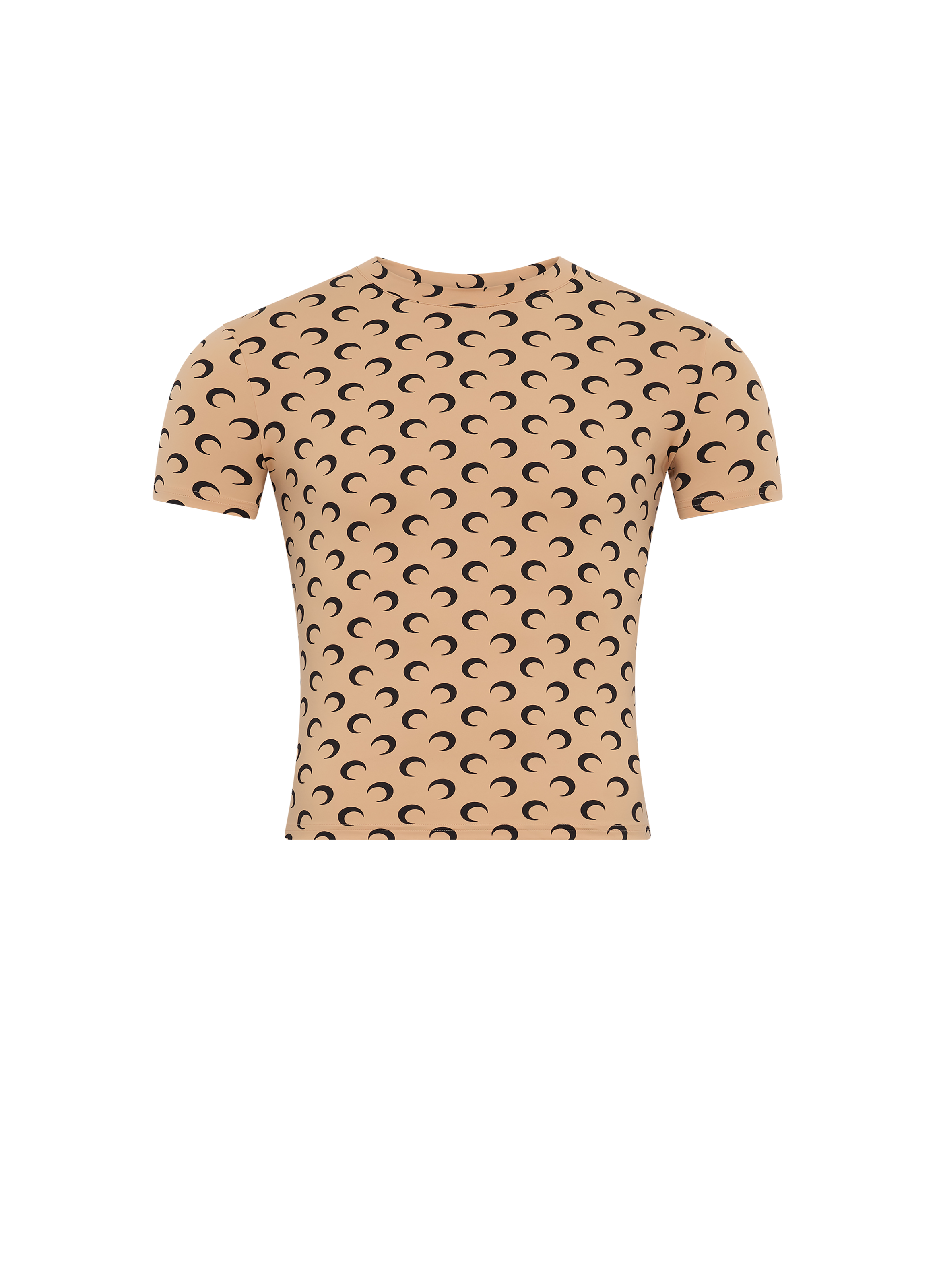 Top à col rond et manches courtes en jersey imprimé moon unisexe MARINE SERRE Beige