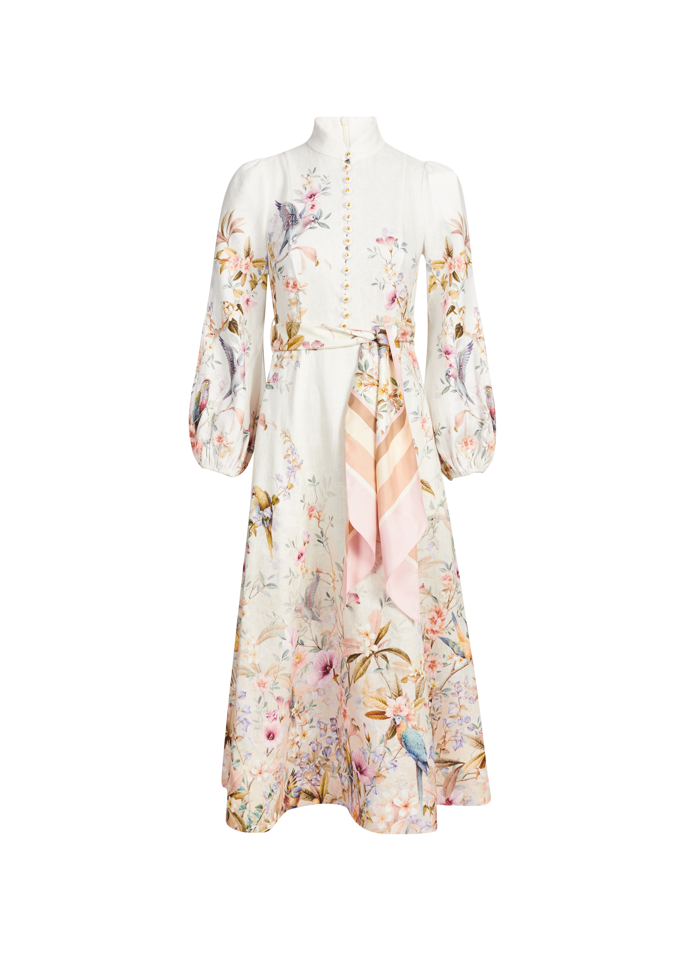 Robe midi boutonnée Rebellion à fleurs en lin ZIMMERMANN Multicolore