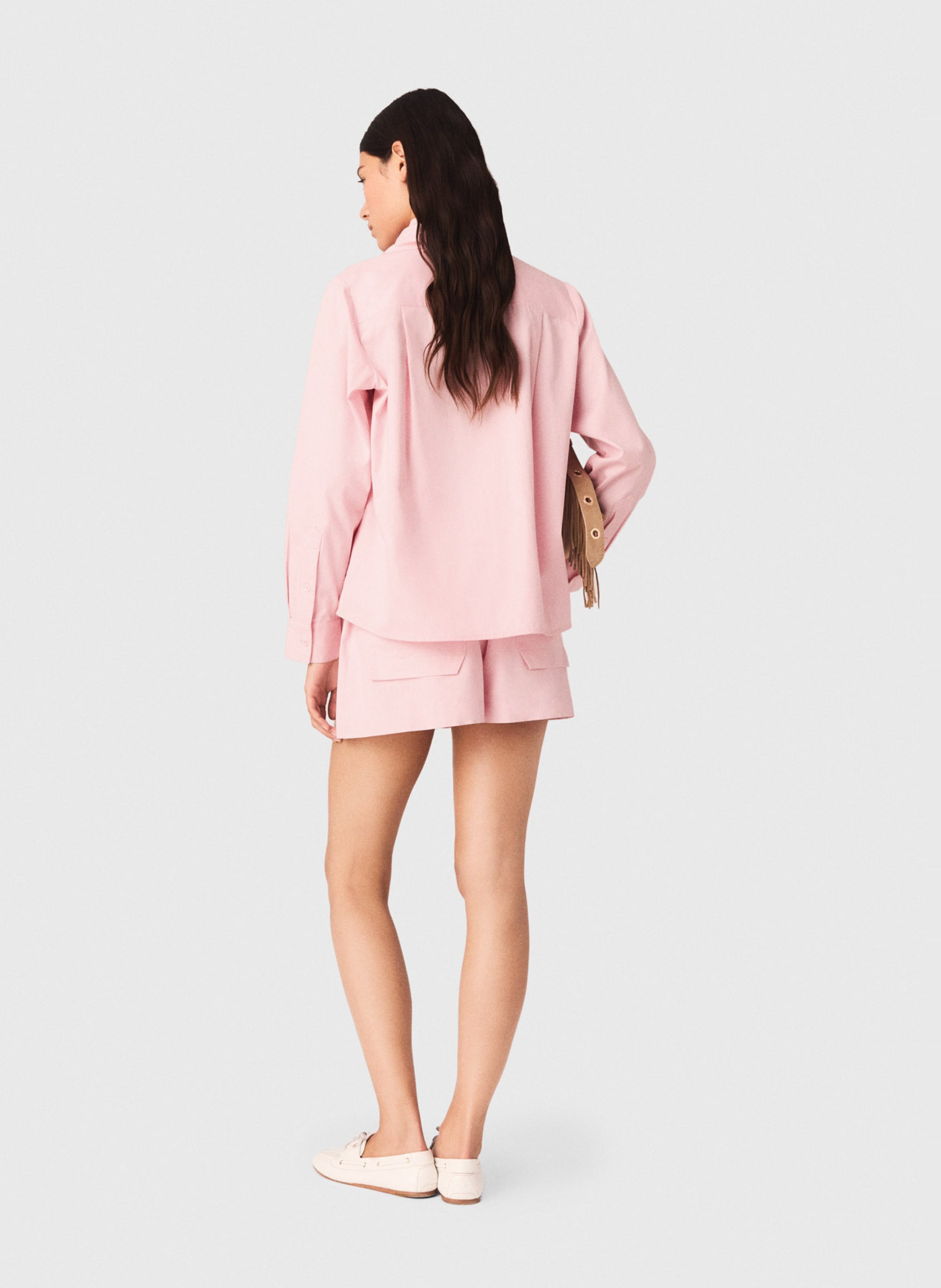 Chemise oversize col classique en coton MAJE Rose