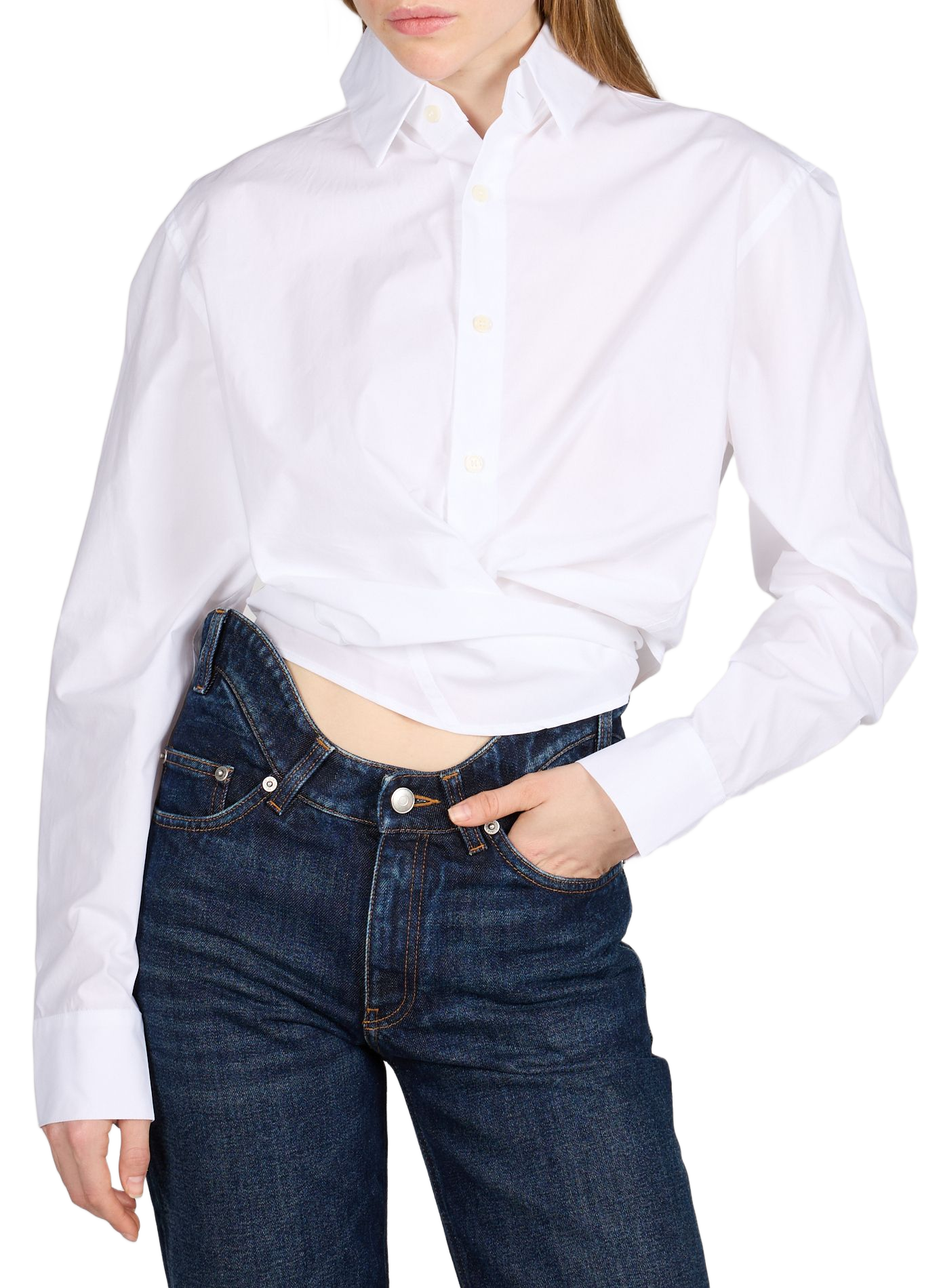 Chemise courte à nouer unie JEAN PAUL GAULTIER Blanc