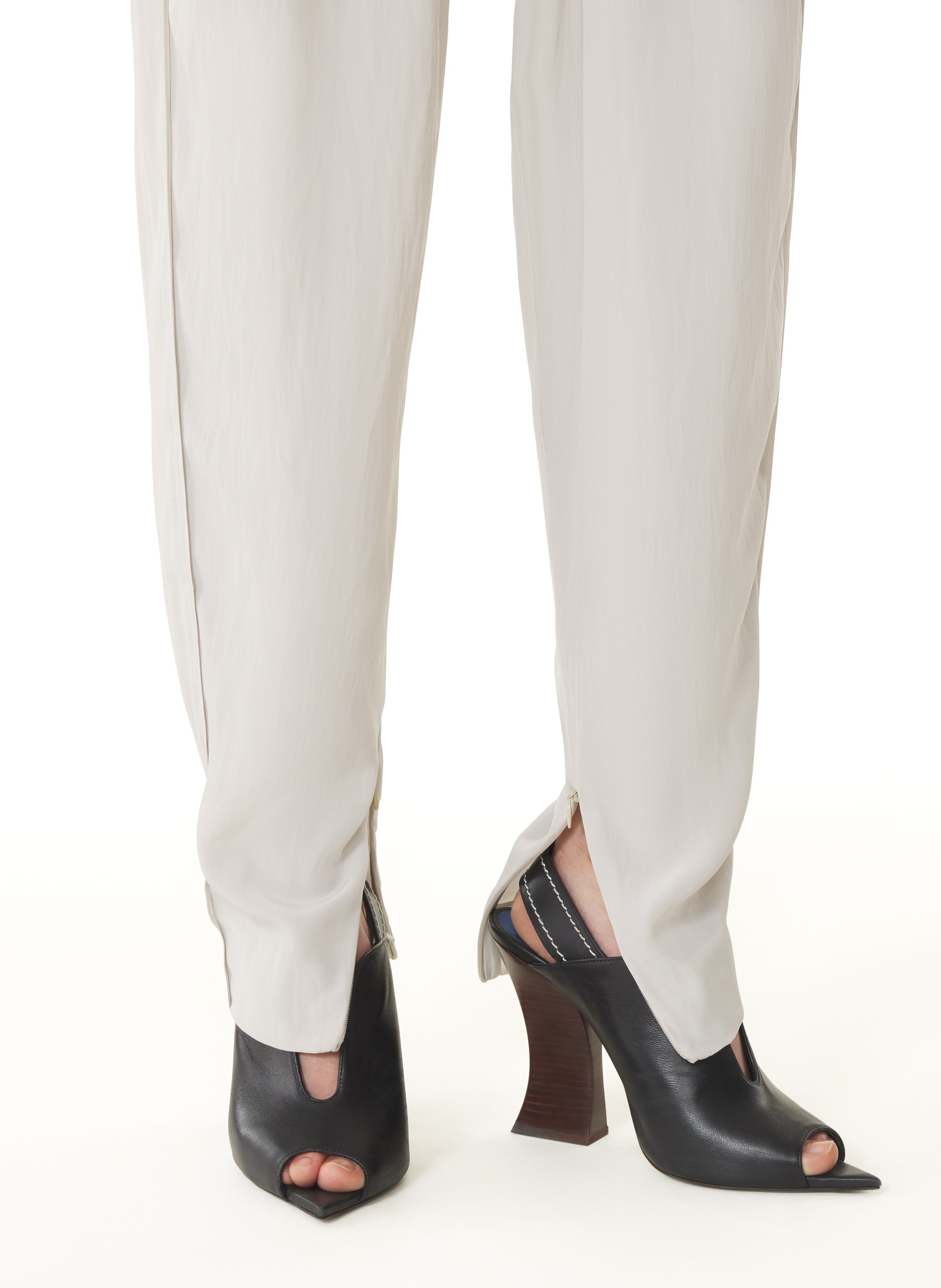 Pantalon drapé en charmeuse LANVIN Blanc