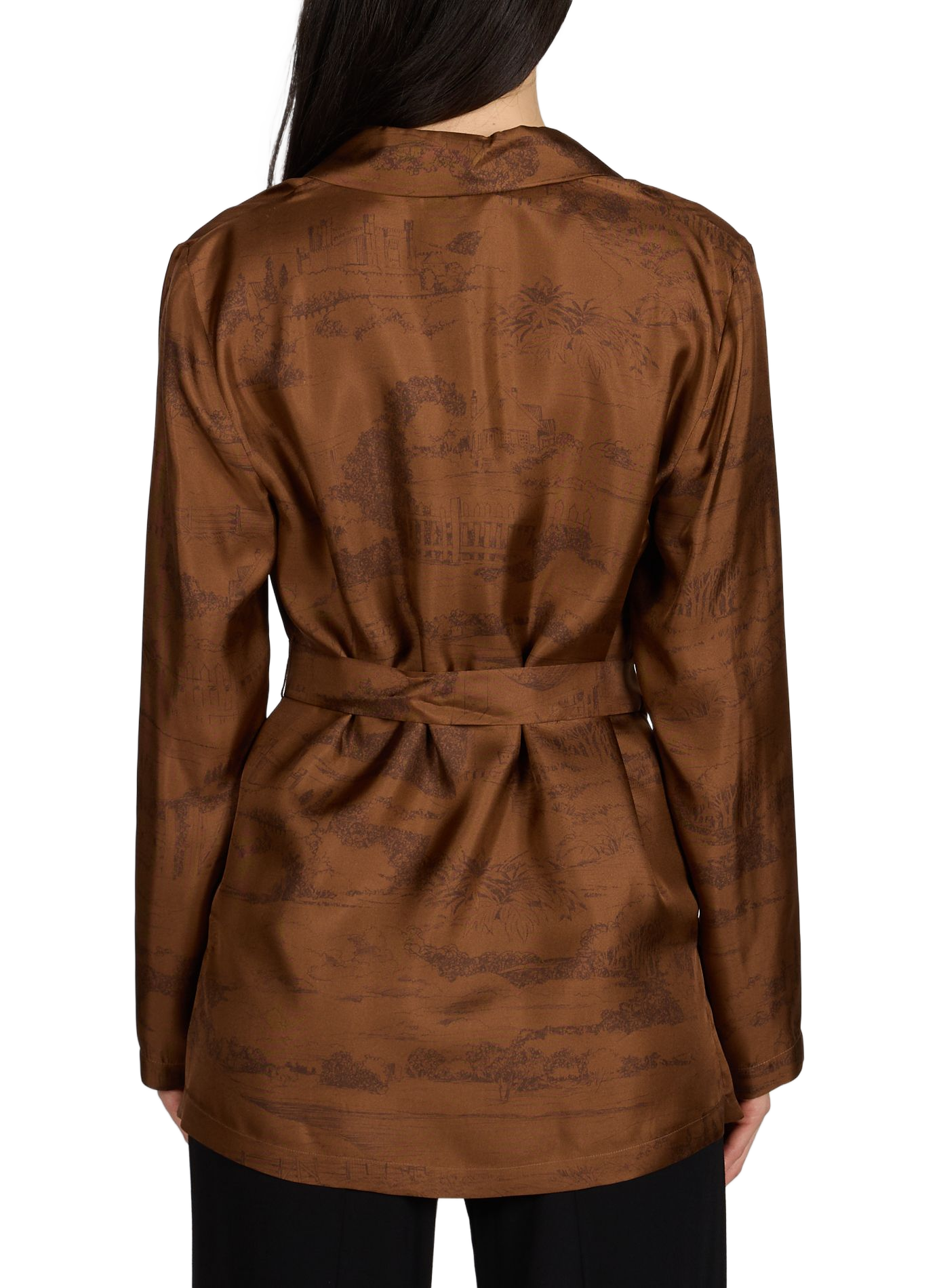 Camicia diritta con cintura a motivo MAX MARA STUDIO Marrone