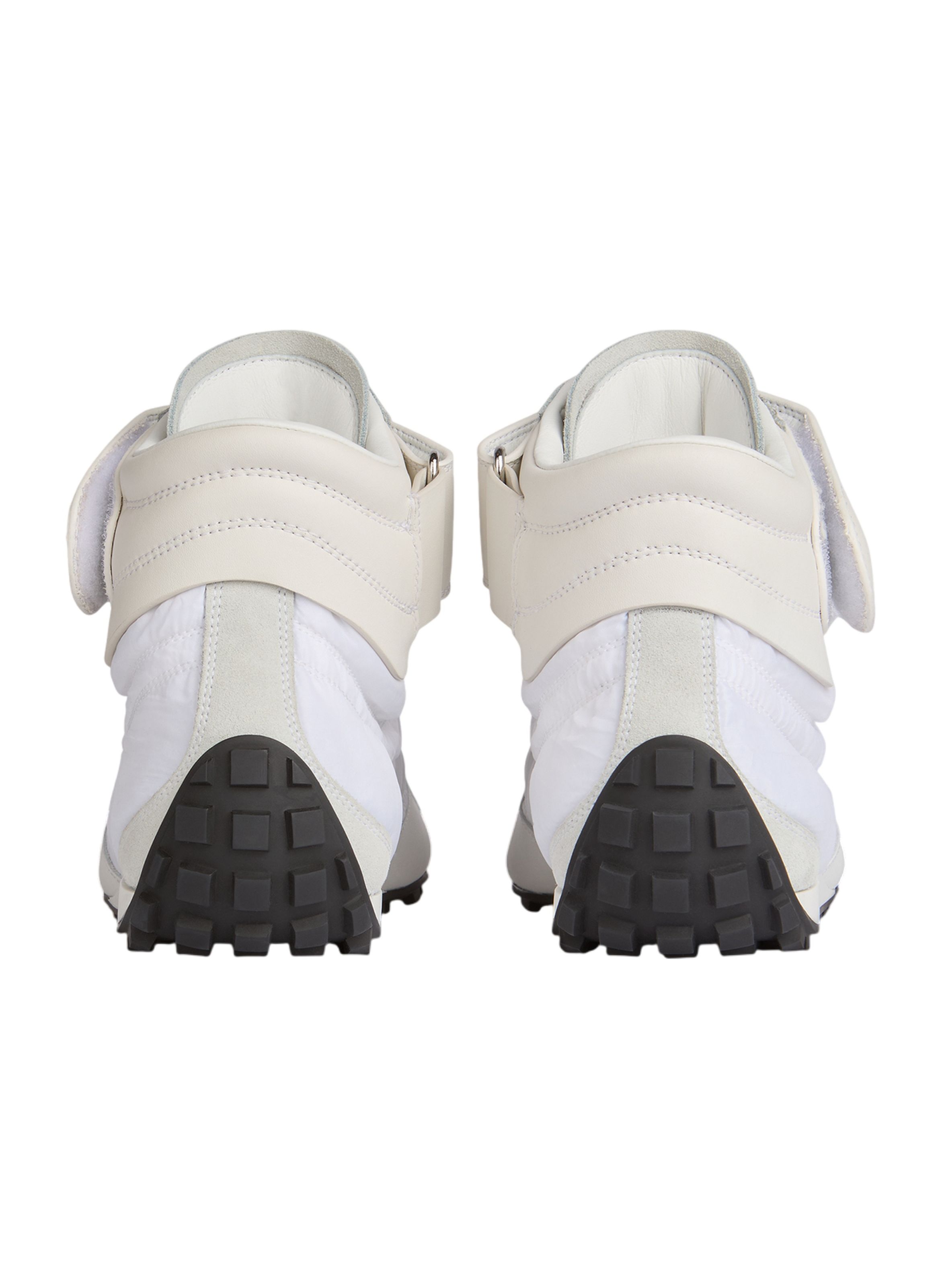 Baskets racing mid-top en nylon et cuir BALMAIN Blanc
