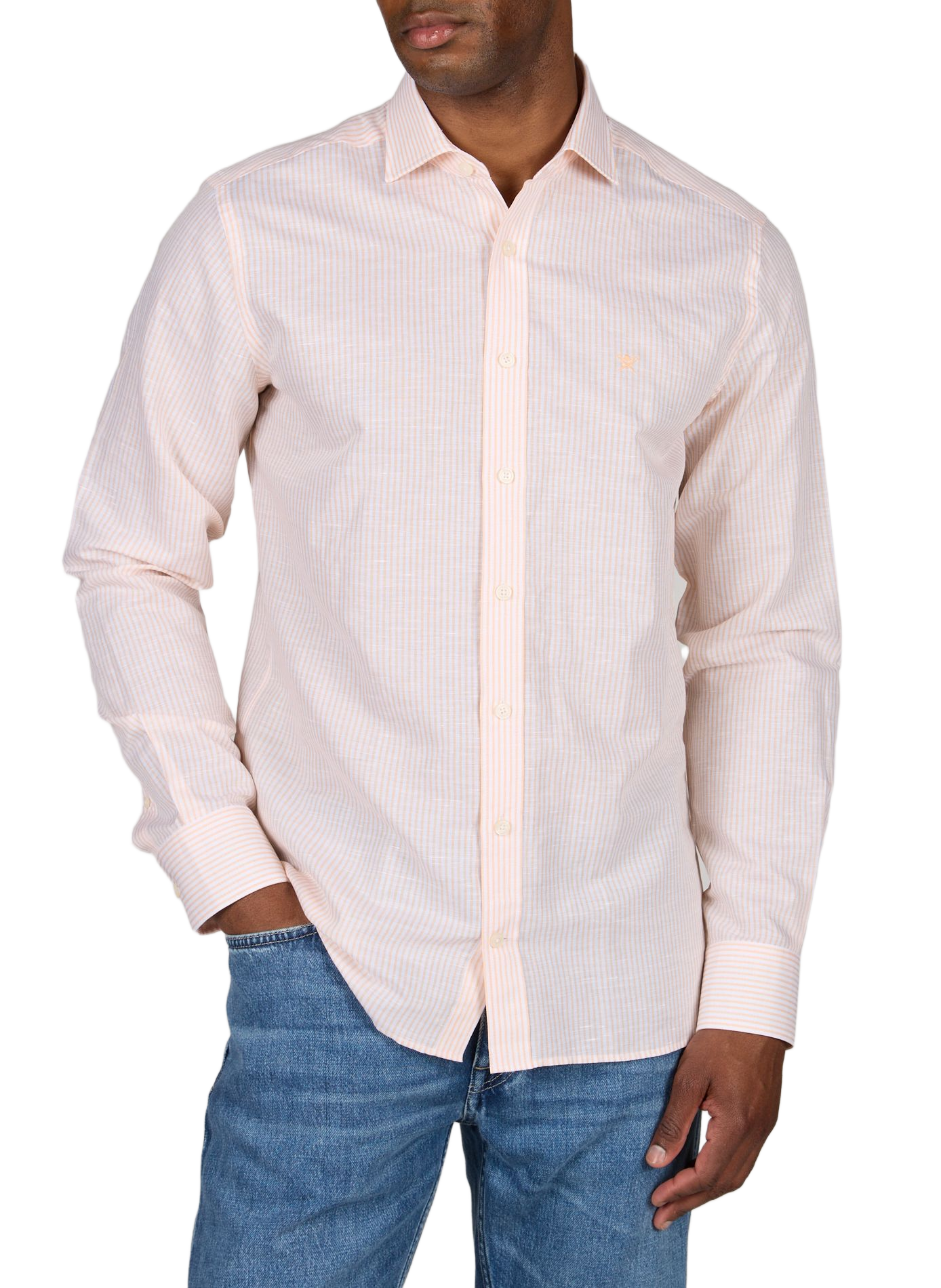 Striped linen shirt HACKETT Orange