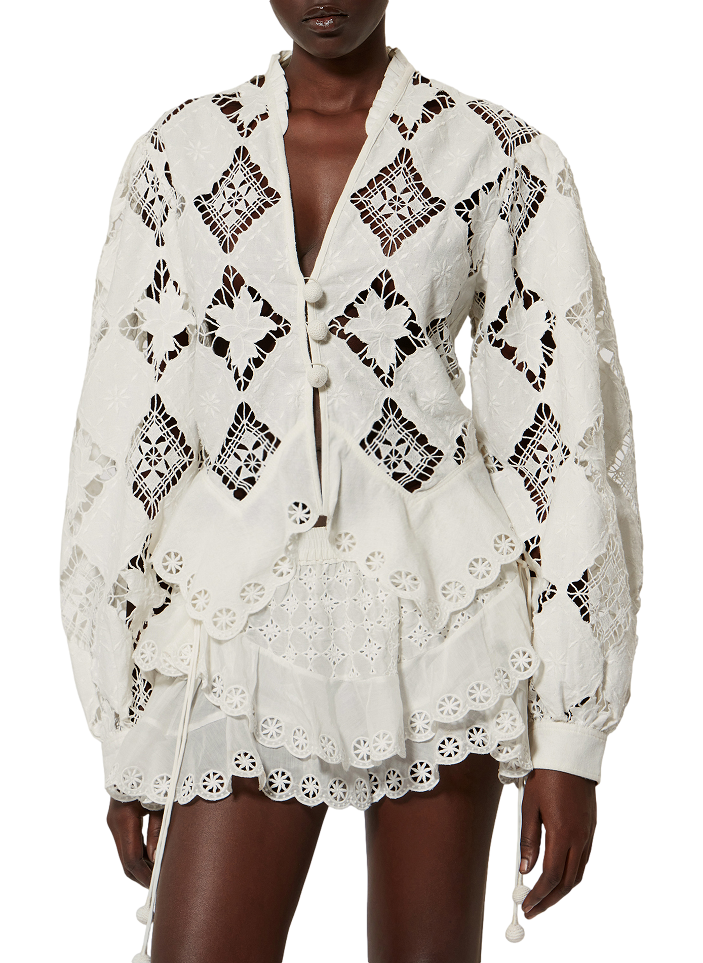 Bluse Nina mit Stickereien aus Leinen und Baumwolle. ISABEL MARANT Weiss