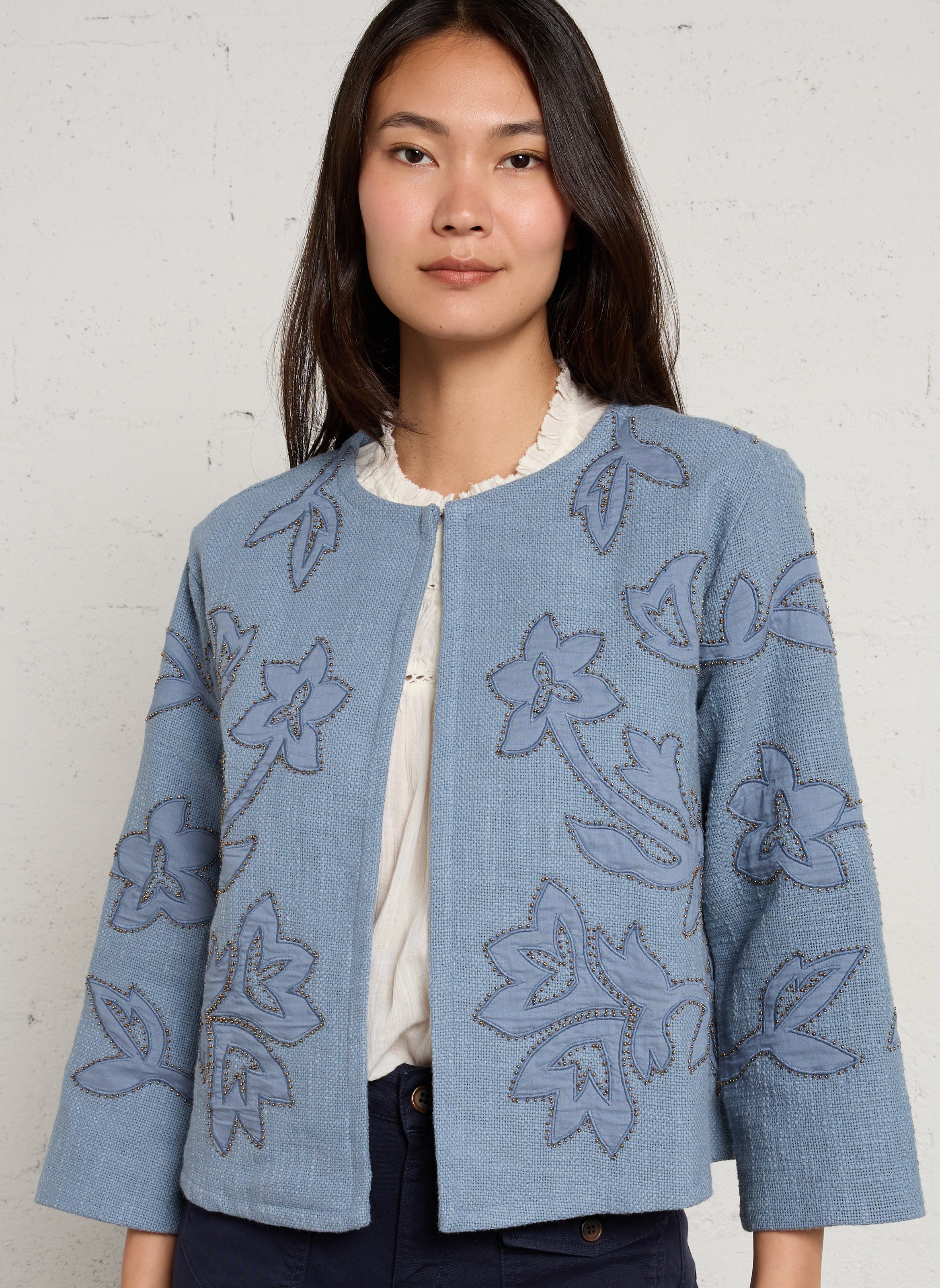 Veste droite en coton vitalie MAISON 123 Bleu