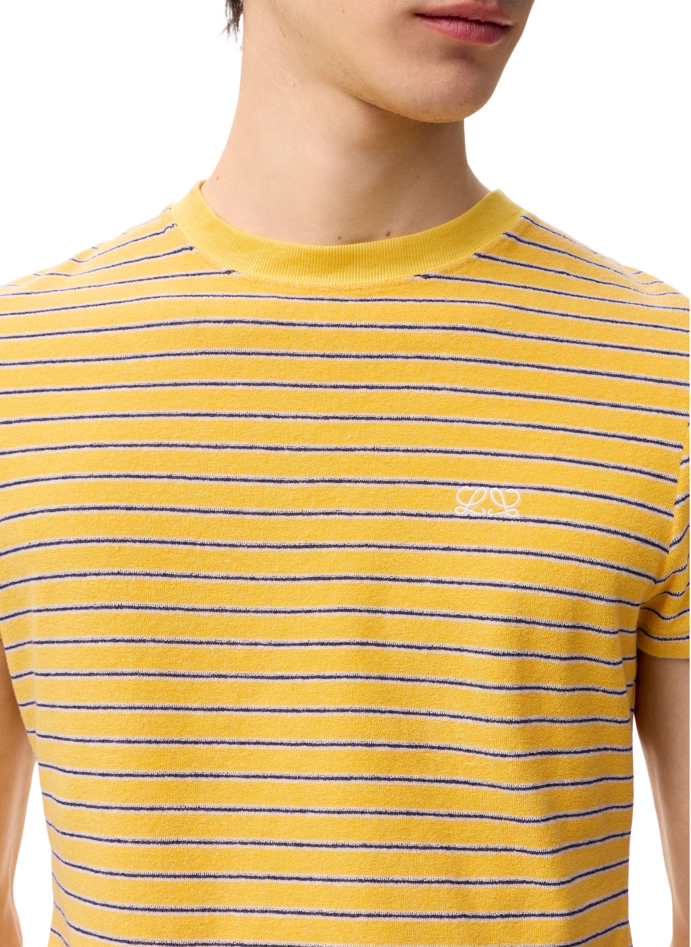 Striped t-shirt in blended cotton terry LOEWE Yellow