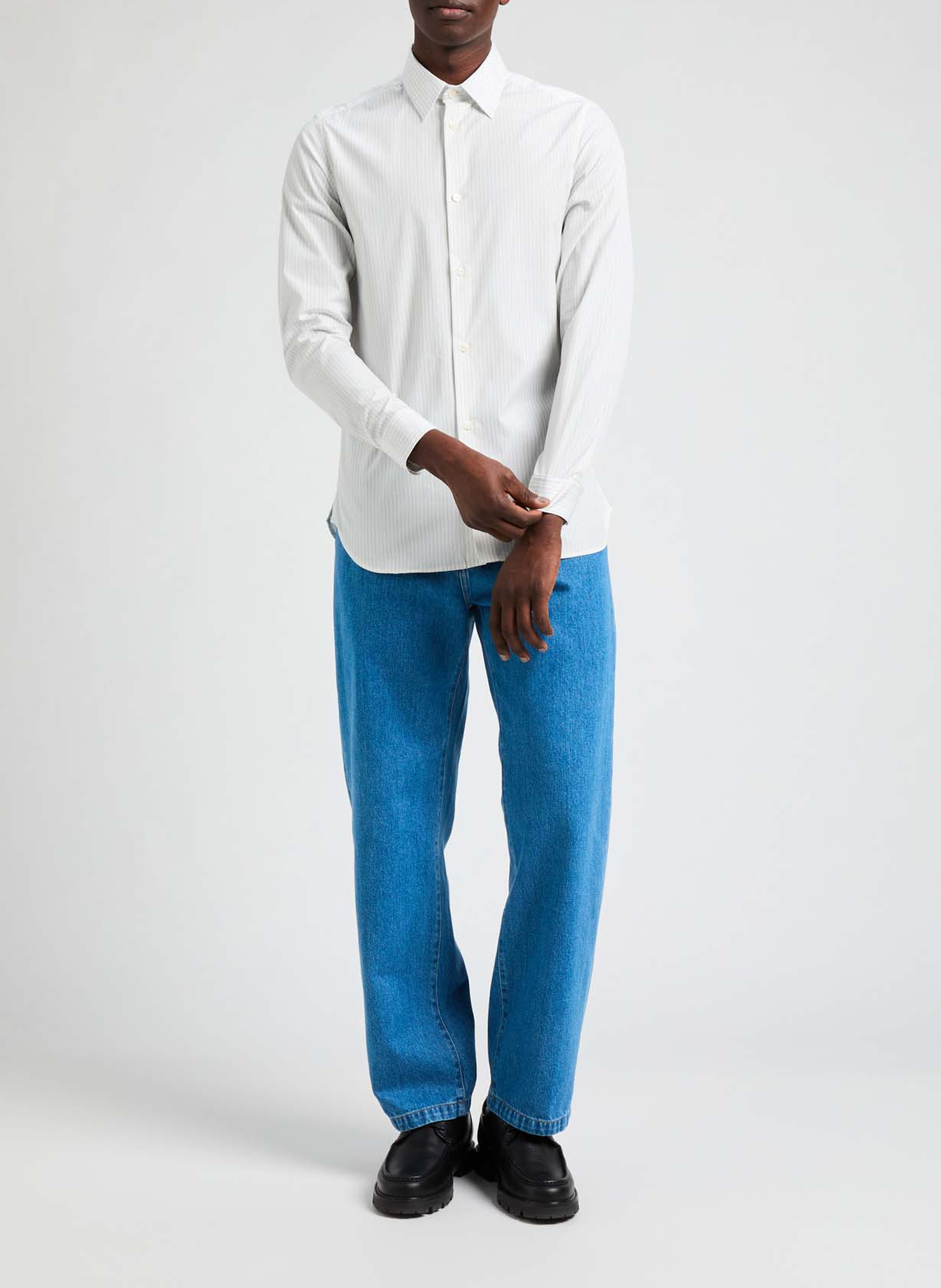 Chemise slim rayée en popeline Fayure AU PRINTEMPS PARIS Blanc