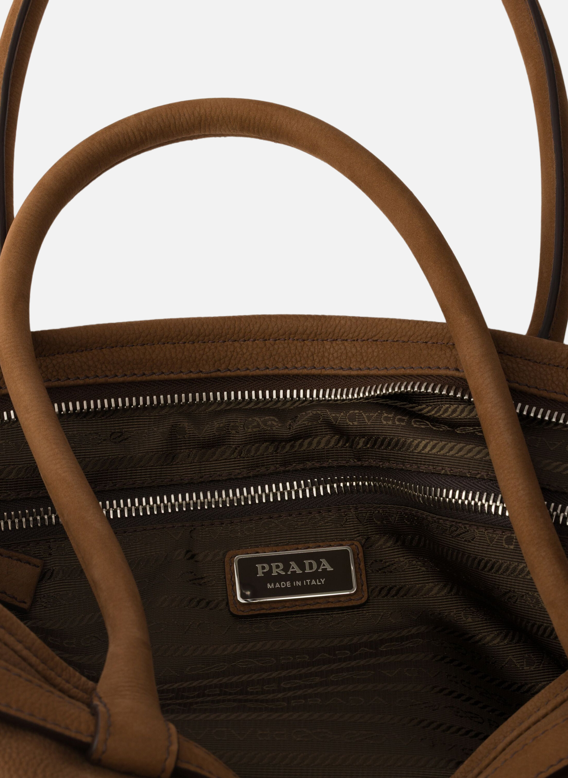 Cabas prada bonnie en cuir nubuck PRADA Marron