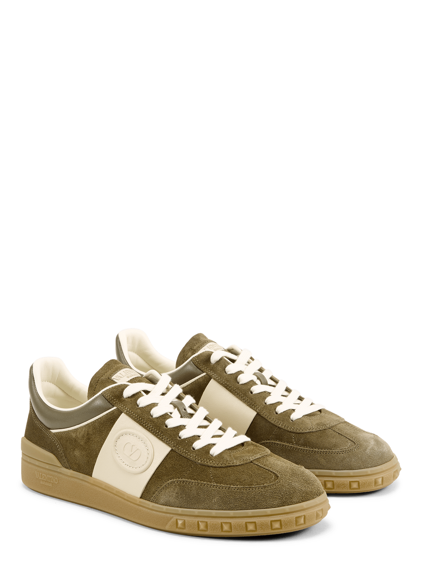 Low-top leather sneakers VALENTINO Khaki