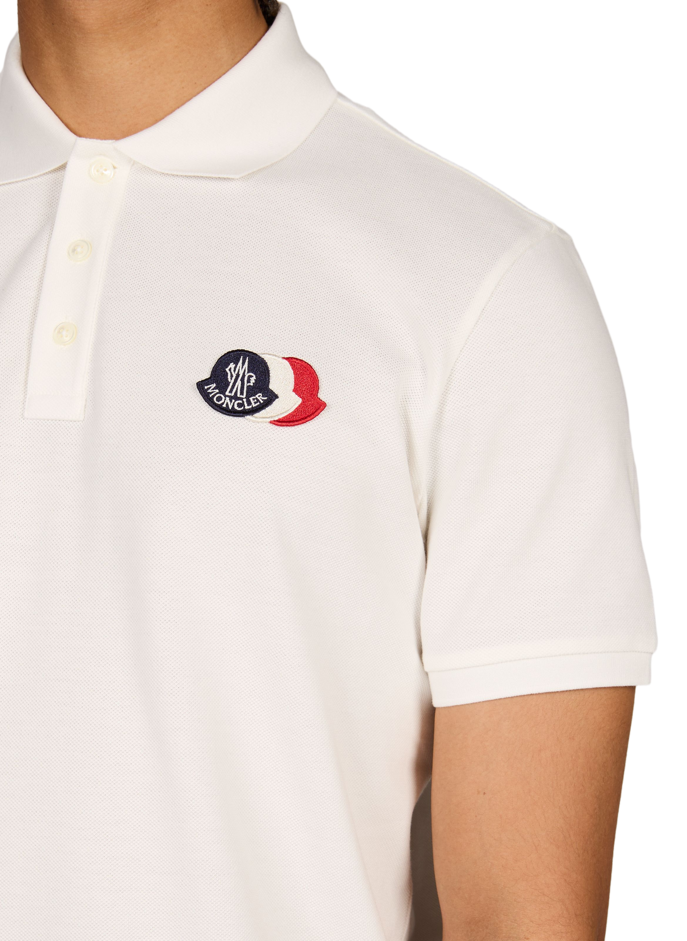 Polo met logo van piqué katoen MONCLER Wit