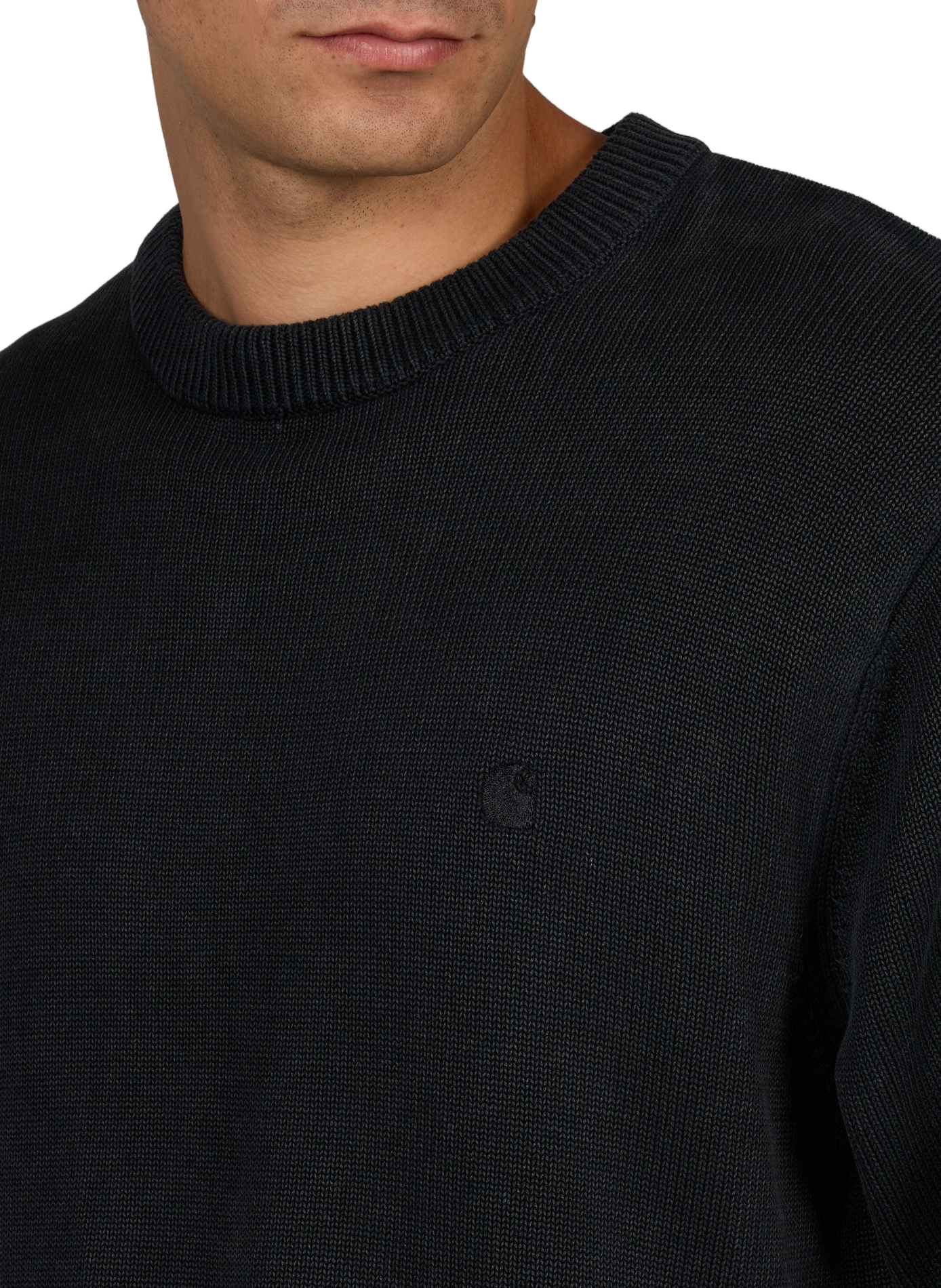 Pull droit à logo en maille de coton CARHARTT WIP Noir