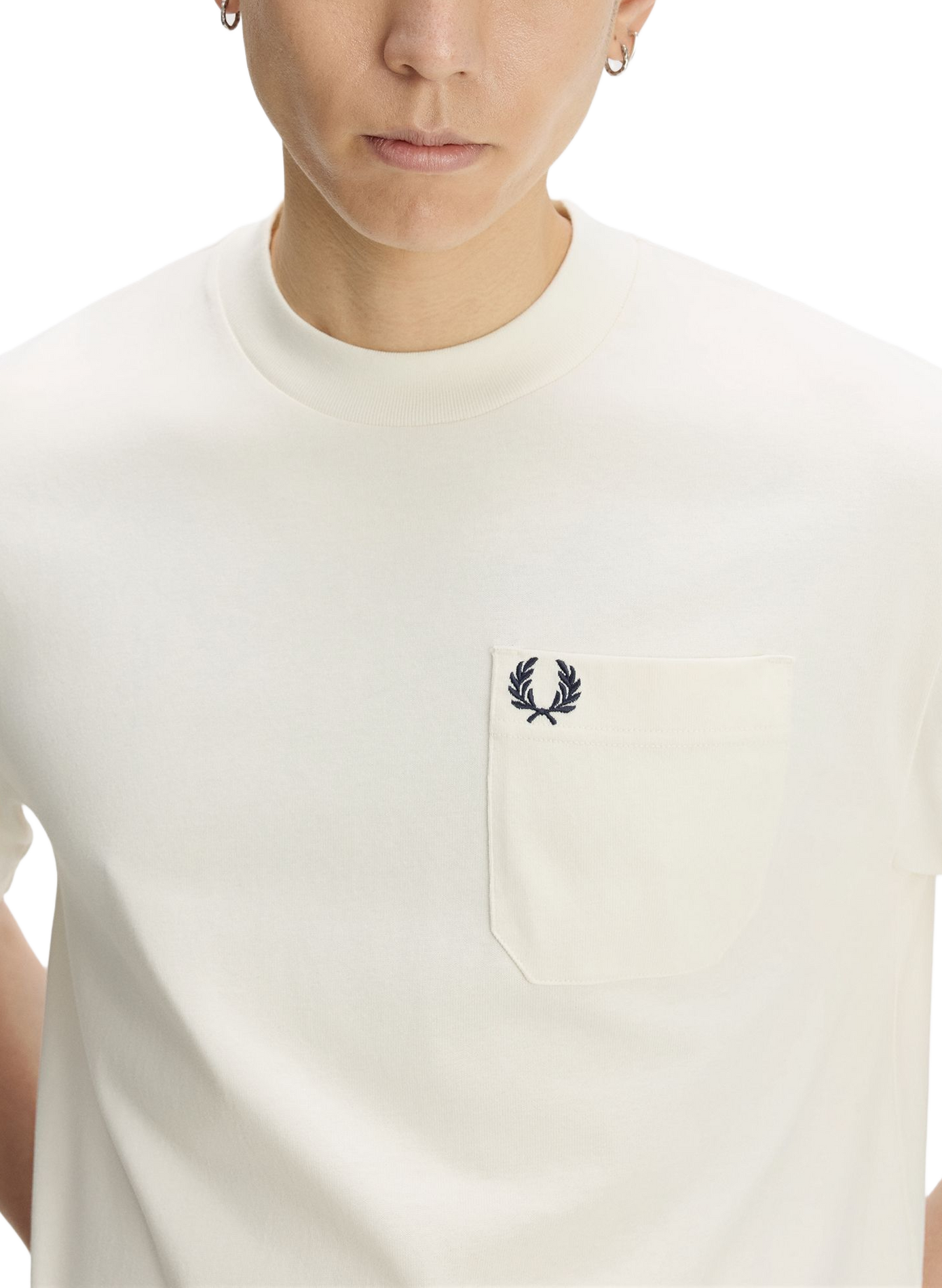 Tee-shirt col rond en coton FRED PERRY Beige