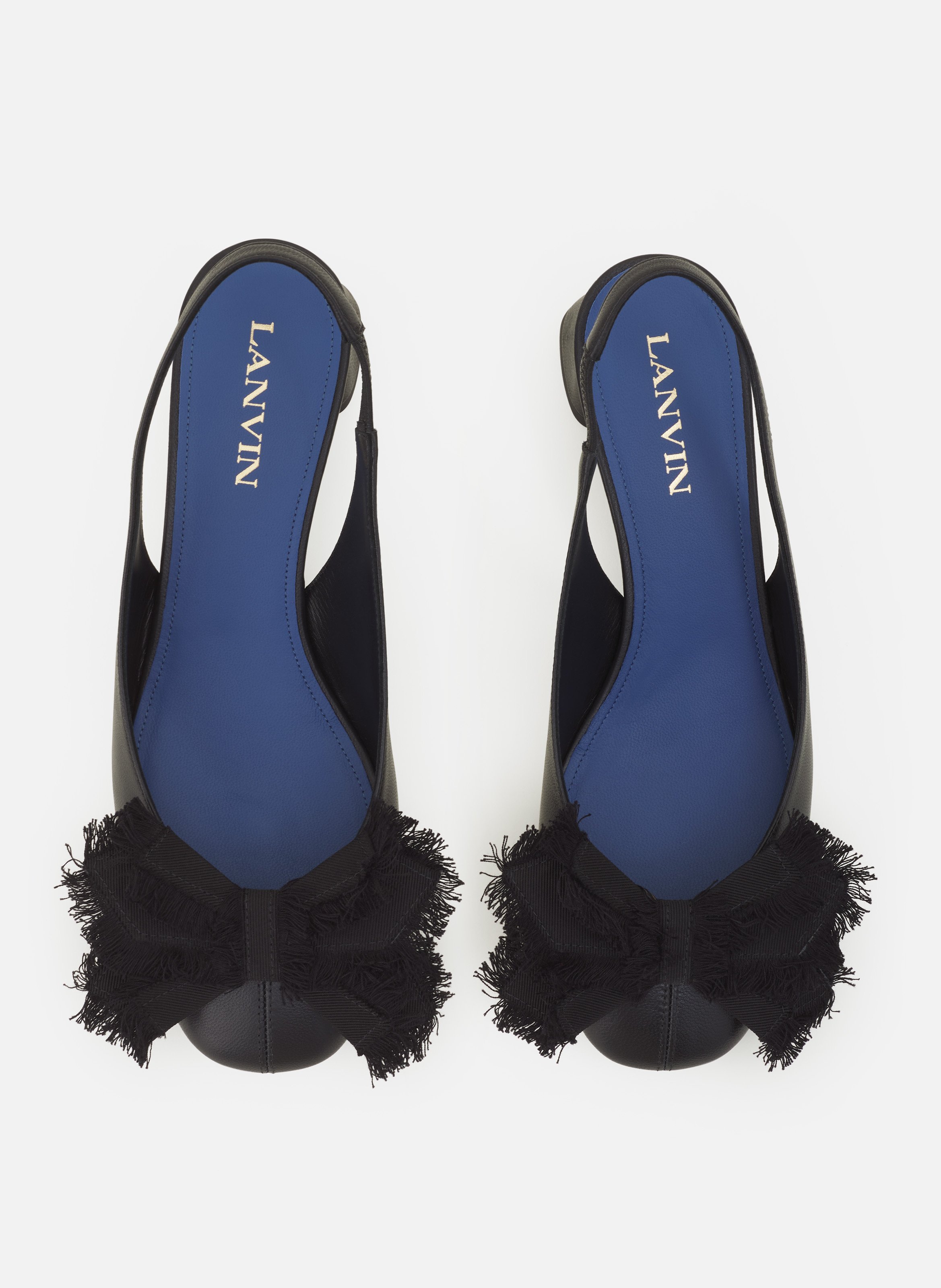 Slingback à talons ballerine en cuir LANVIN Noir