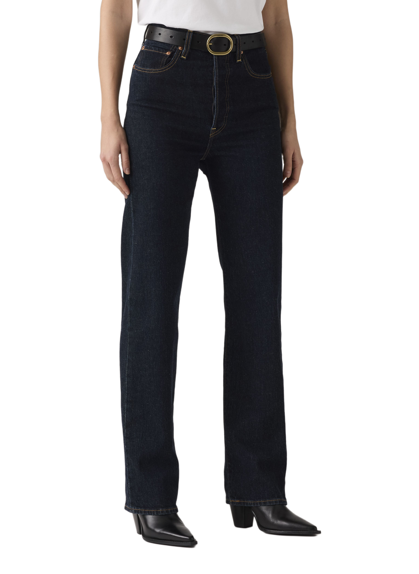 Jean Ribcage Full-length en coton mélangé LEVI'S Bleu